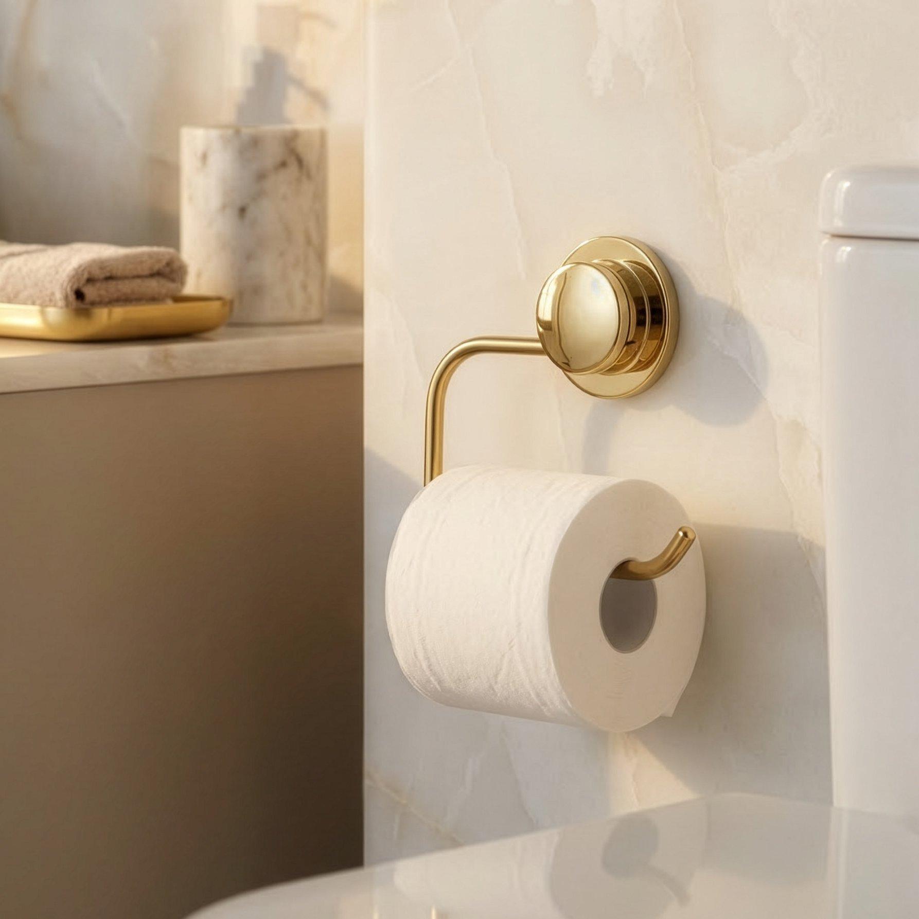 Gold - Croydex - Stick n Lock Gold Toilet Roll Holder - 1