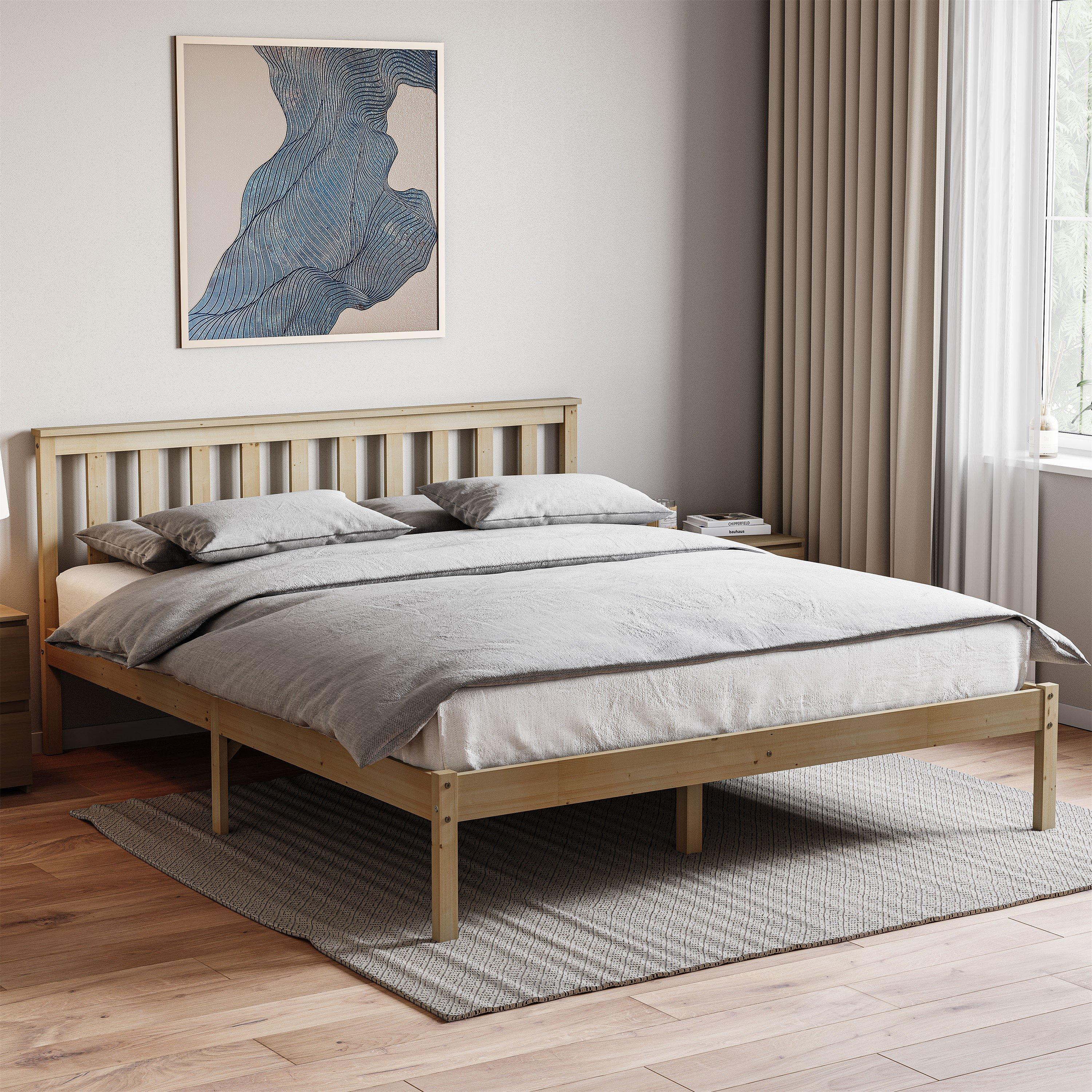 Milan King Size Low Foot Wooden Bed & Mattress Set