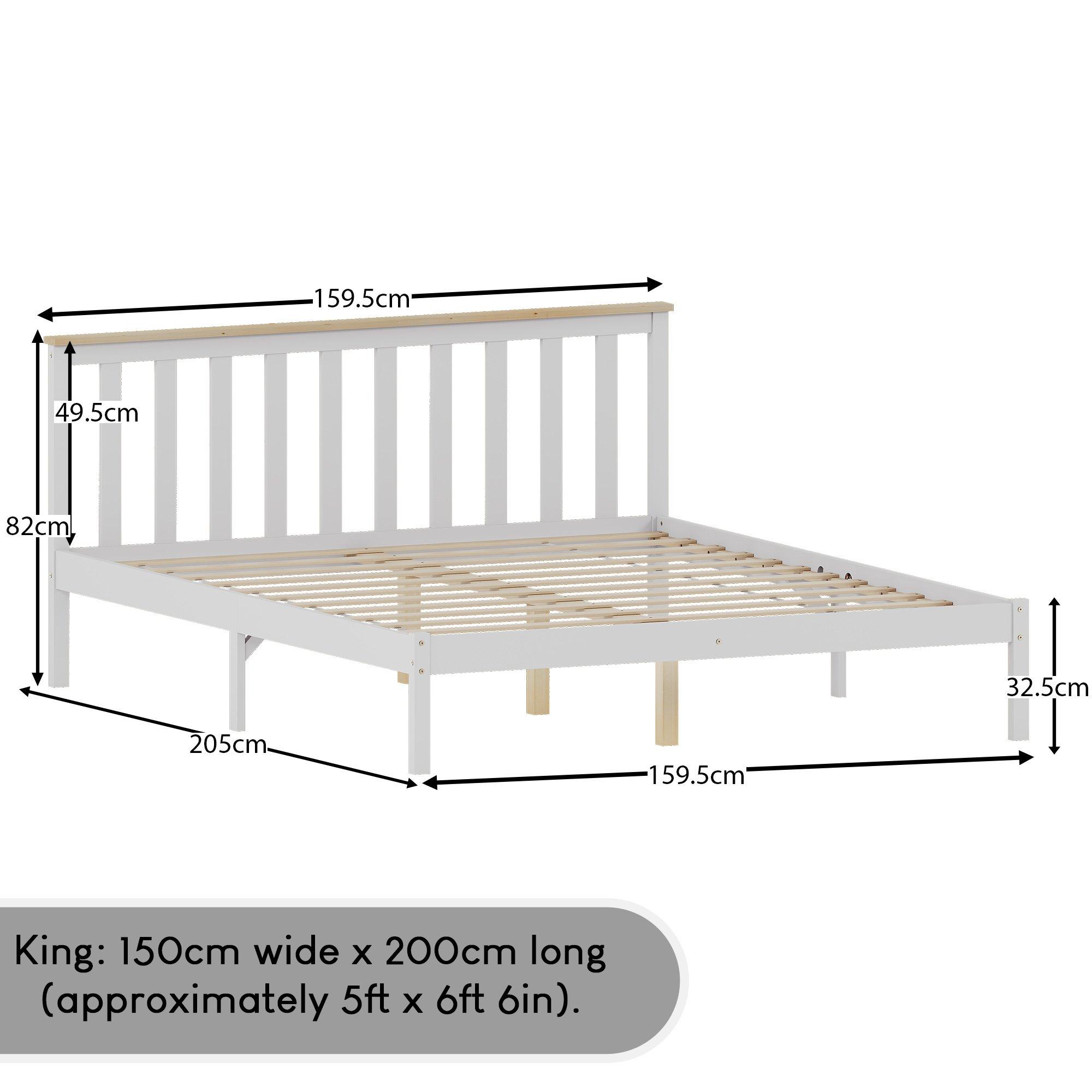 White & Pine - Lassic - Milan King Size Low Foot Wooden Bed & Mattress Set - 2