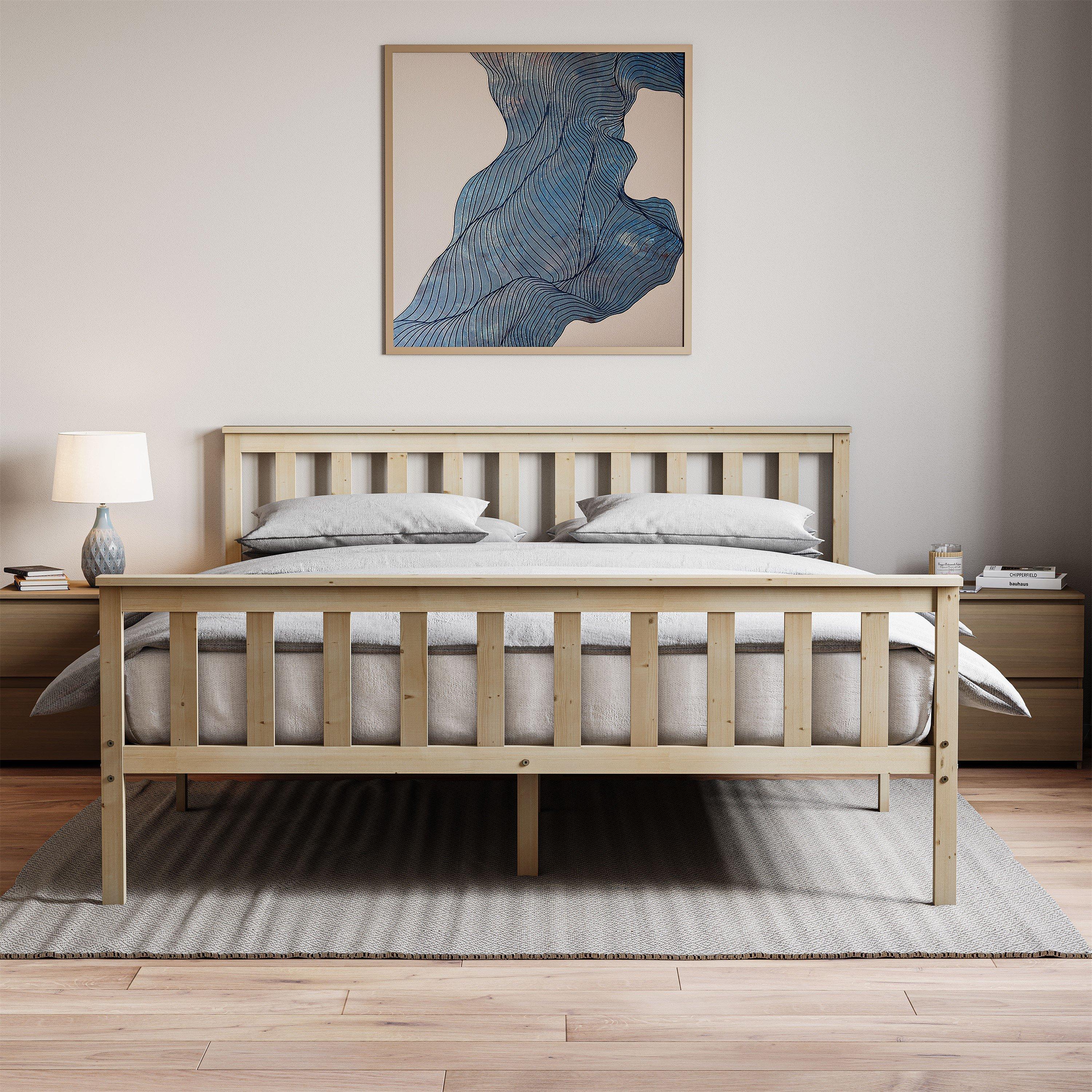 Pine - Lassic - Milan High Foot King Wooden Bed & Mattress Set - 3