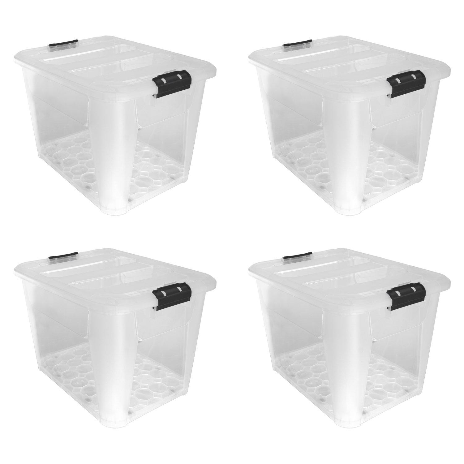 Clear - JVL - Clip Lid Plastic S/Box 6Wheels - 60L S/4 - 1