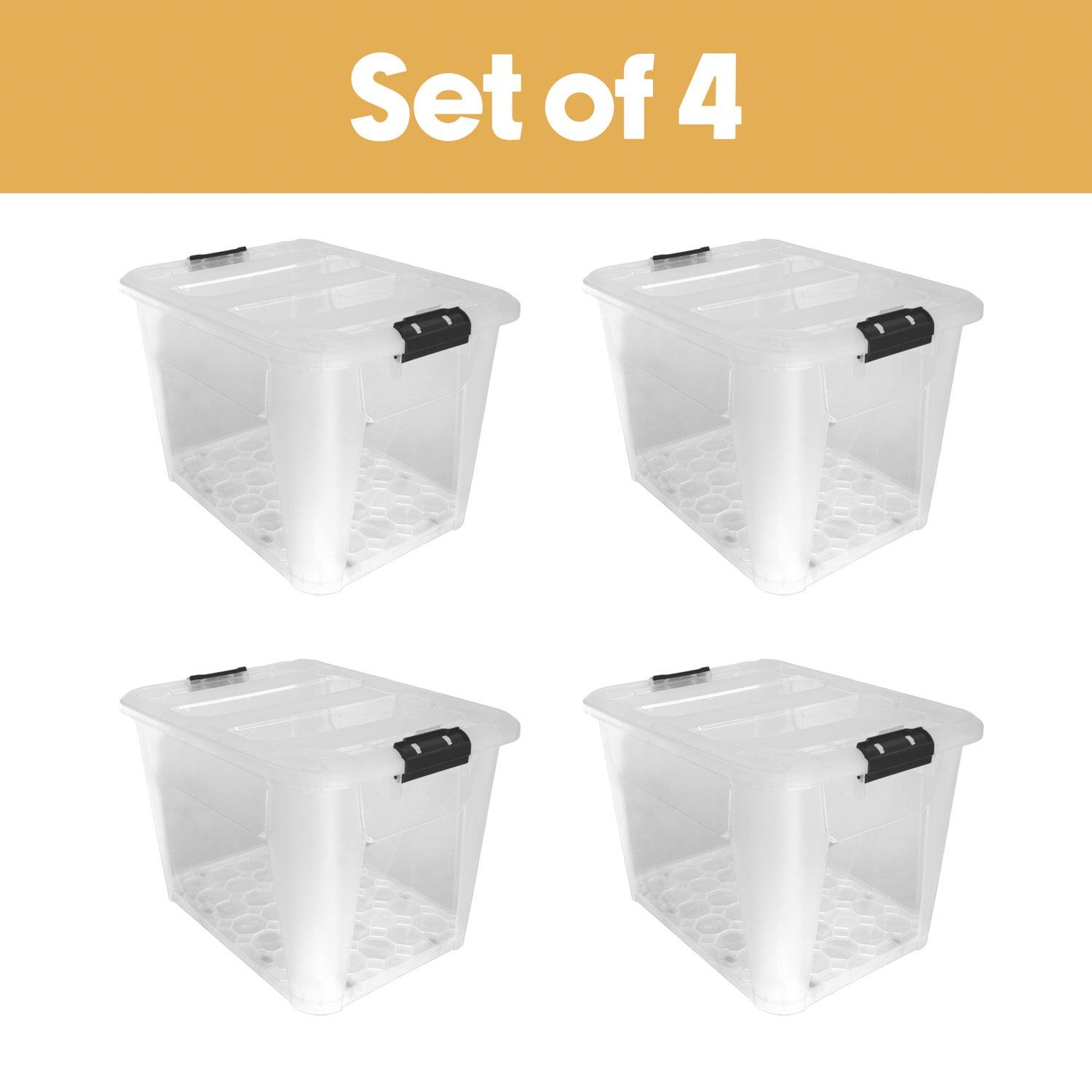 Clear - JVL - Clip Lid Plastic S/Box 6Wheels - 60L S/4 - 2
