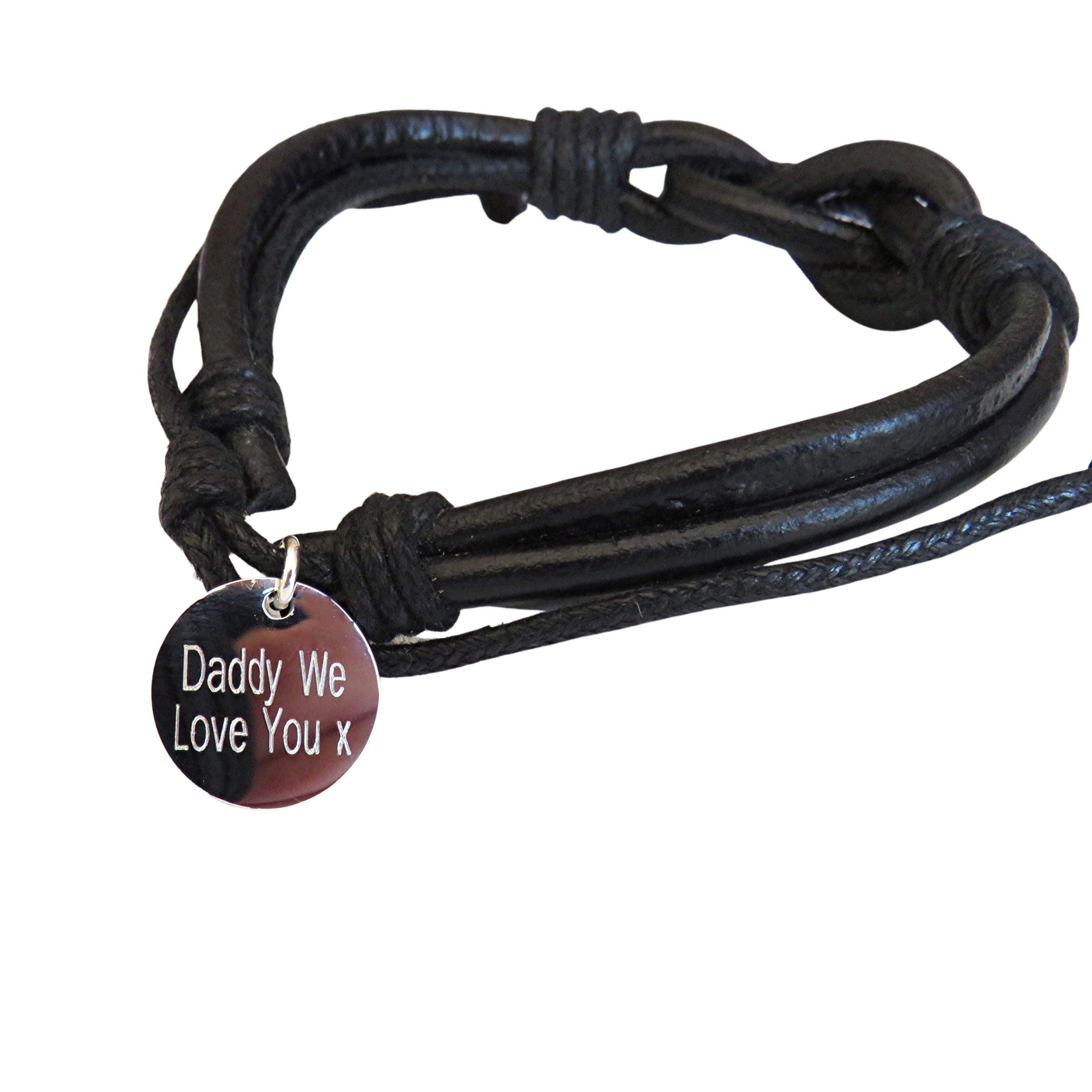 Black - Aye Do Gifts - Mens Leather Knot Bracelet - Daddy We Love You x - 1