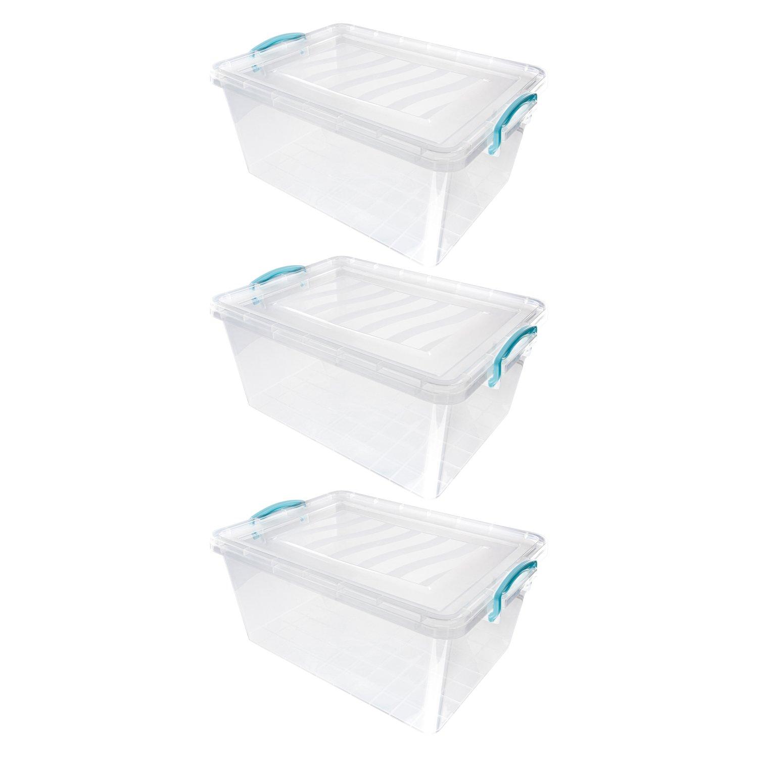 Clear - JVL - Clip Lid Plastic Storage Boxes 25L - S/3 - 1