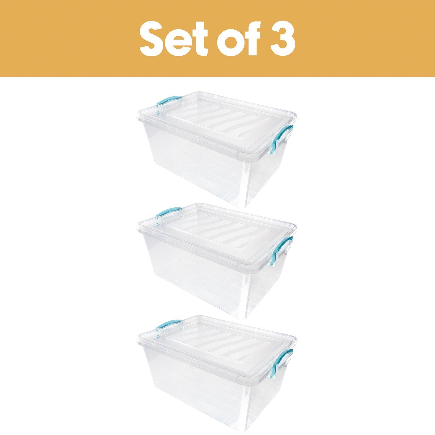 Clear - JVL - Clip Lid Plastic Storage Boxes 25L - S/3 - 2