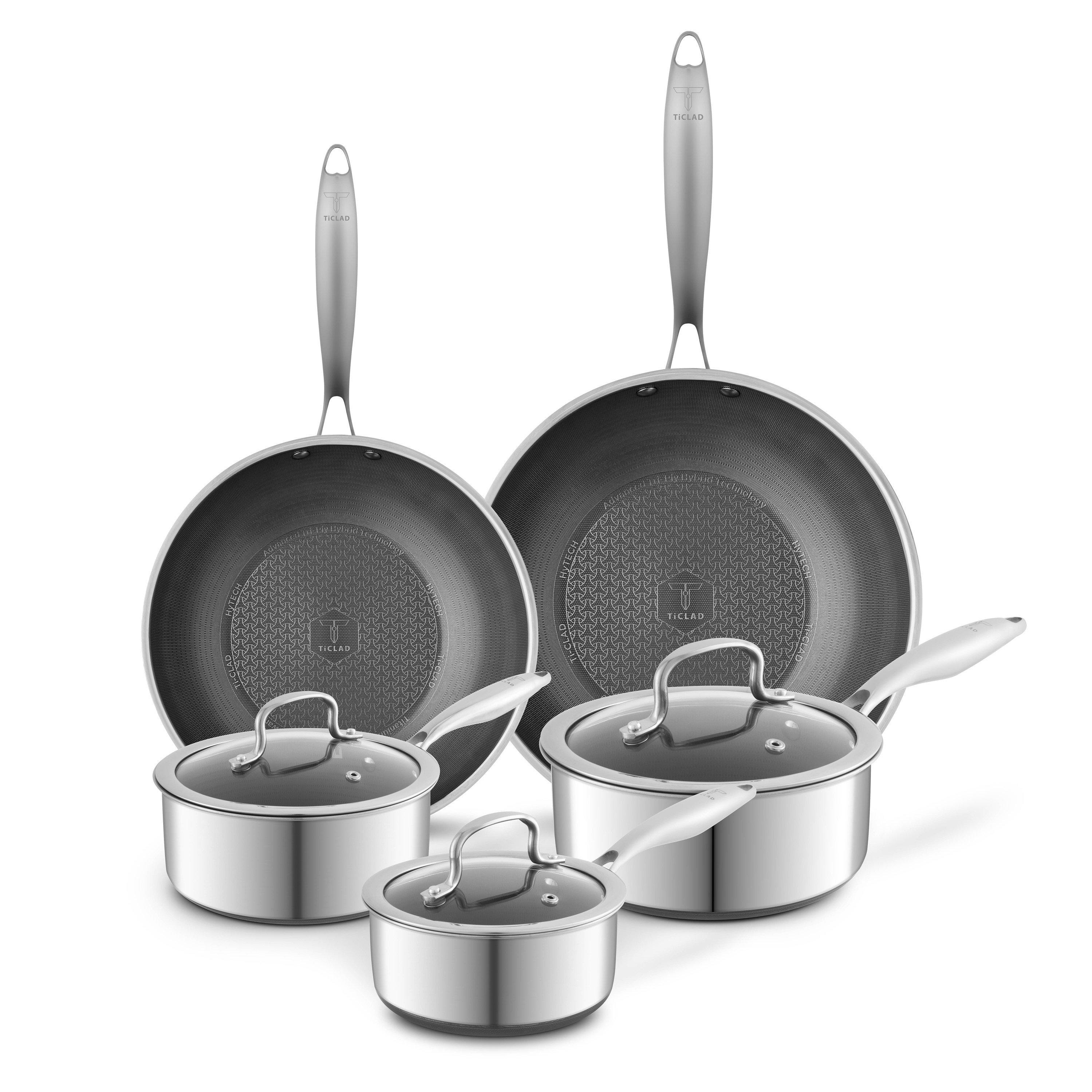 Grey - Tower - Tower Ti-Clad 5 Piece Hybrid Cookware Set Titanium - 1