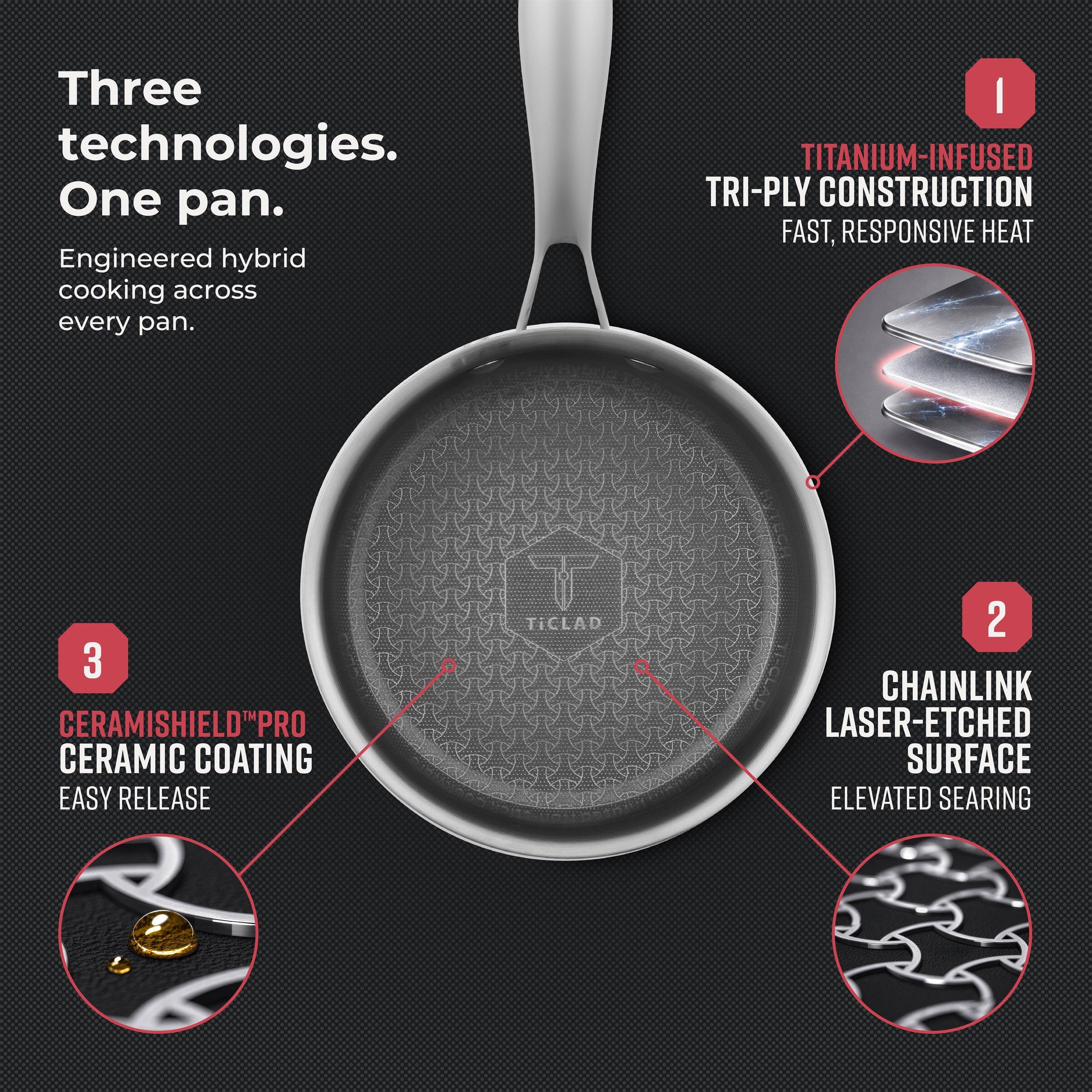 Grey - Tower - Tower Ti-Clad 5 Piece Hybrid Cookware Set Titanium - 3