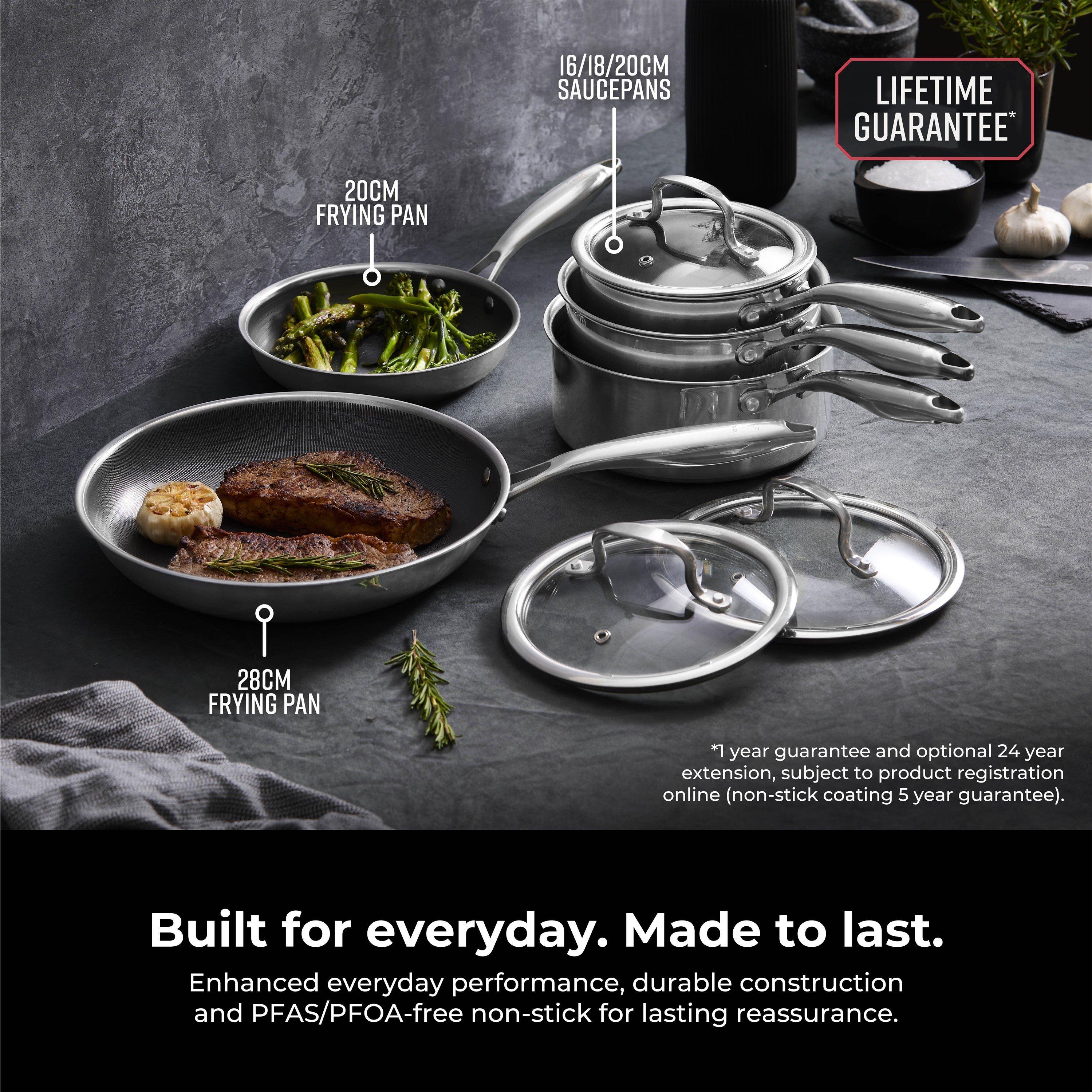 Grey - Tower - Tower Ti-Clad 5 Piece Hybrid Cookware Set Titanium - 9