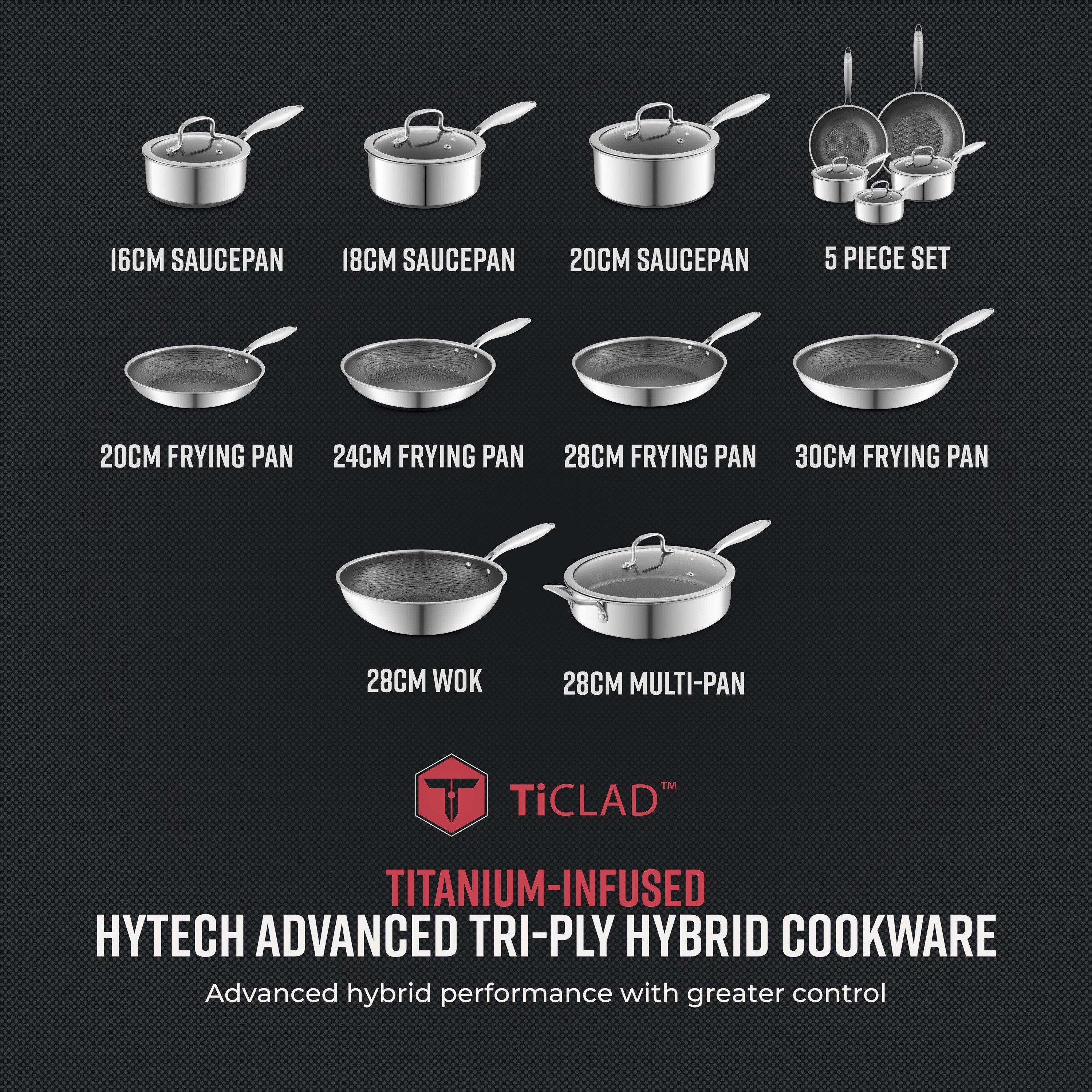 Grey - Tower - Tower Ti-Clad 5 Piece Hybrid Cookware Set Titanium - 10