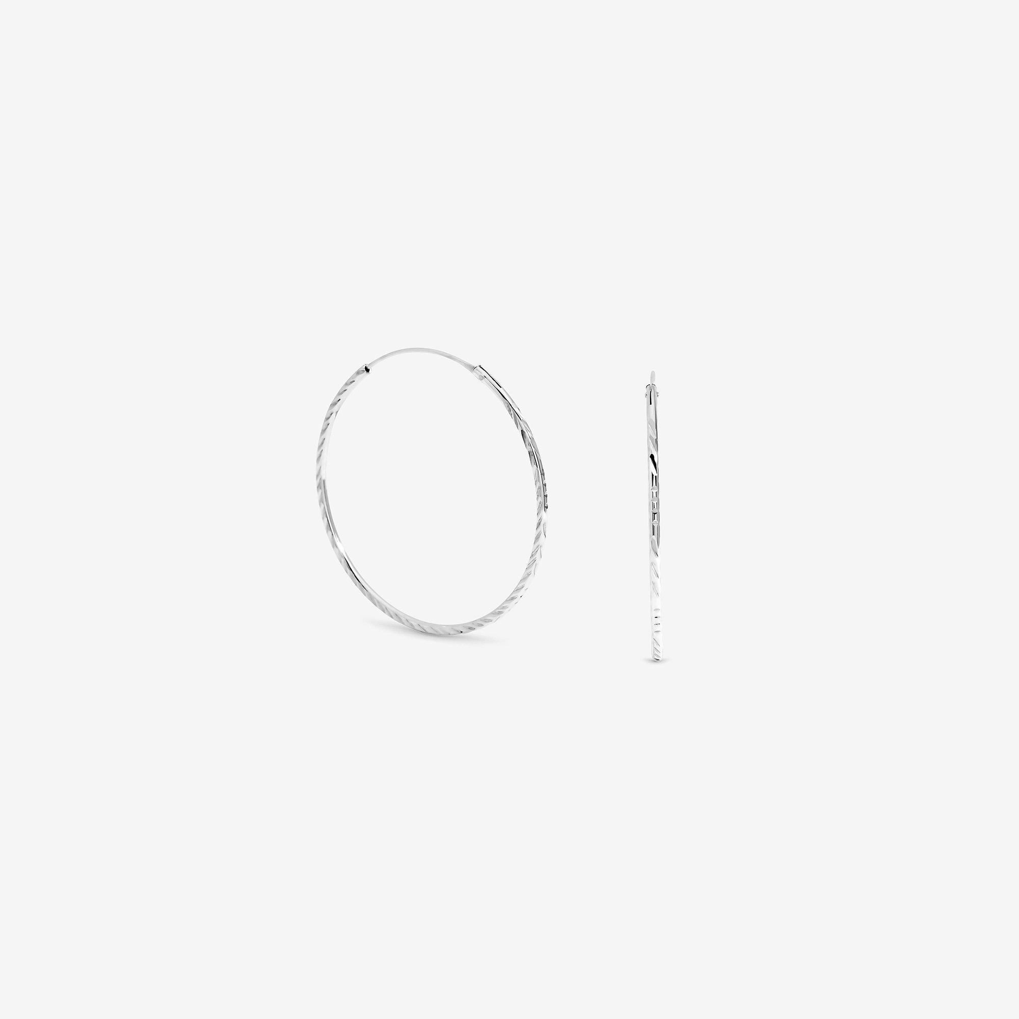 Silver - Simply Silver - Sterling Silver 925 Diamond Cut Sleeper Hoops