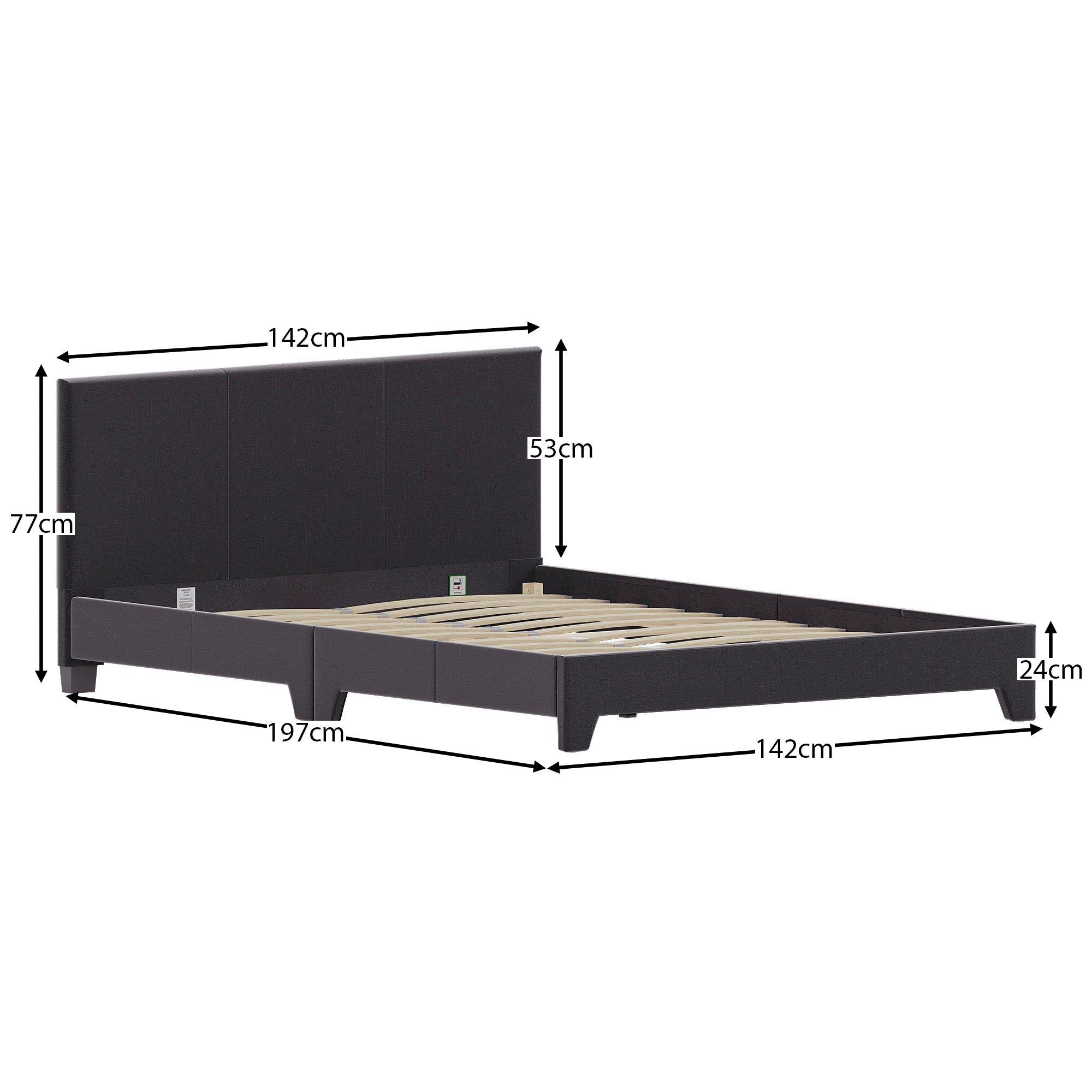 Dark Grey Linen - Lassic - Victoria Double Bed & Mattress Set - 2