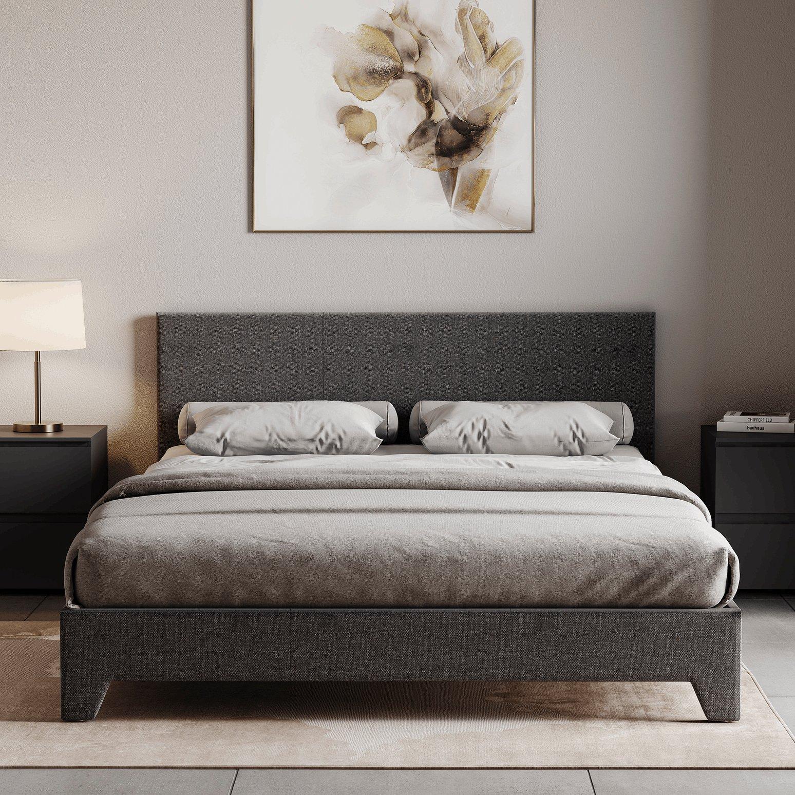 Dark Grey Linen - Lassic - Victoria Double Bed & Mattress Set - 3