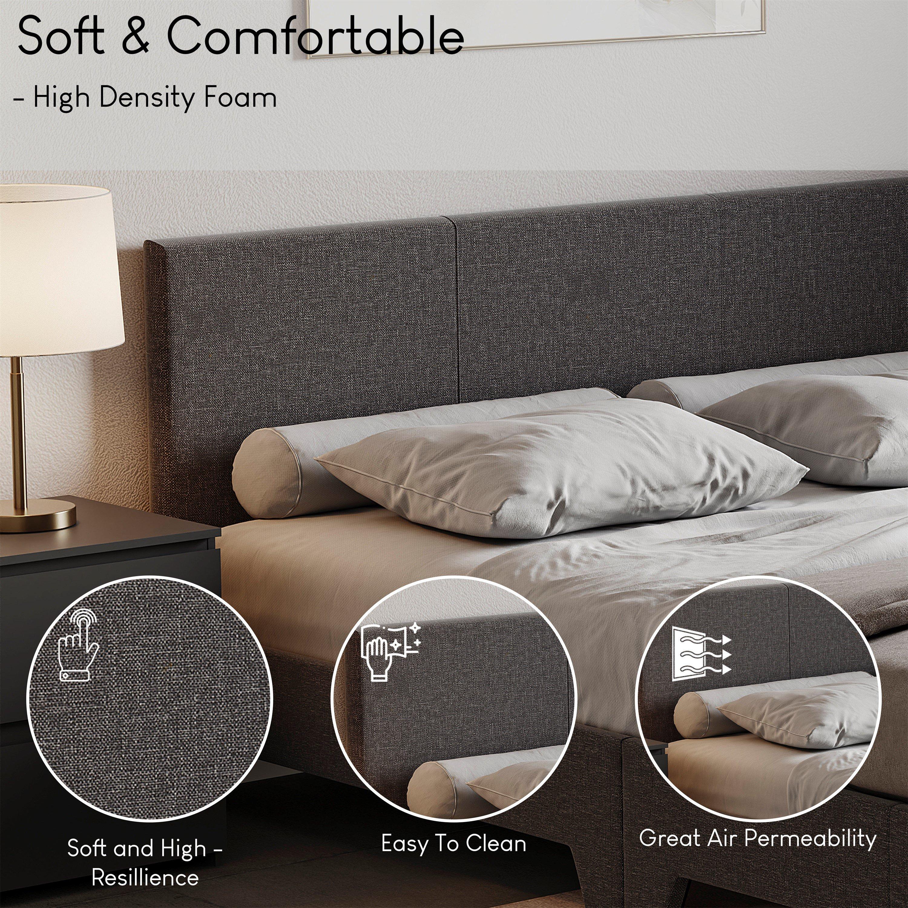 Dark Grey Linen - Lassic - Victoria Double Bed & Mattress Set - 5