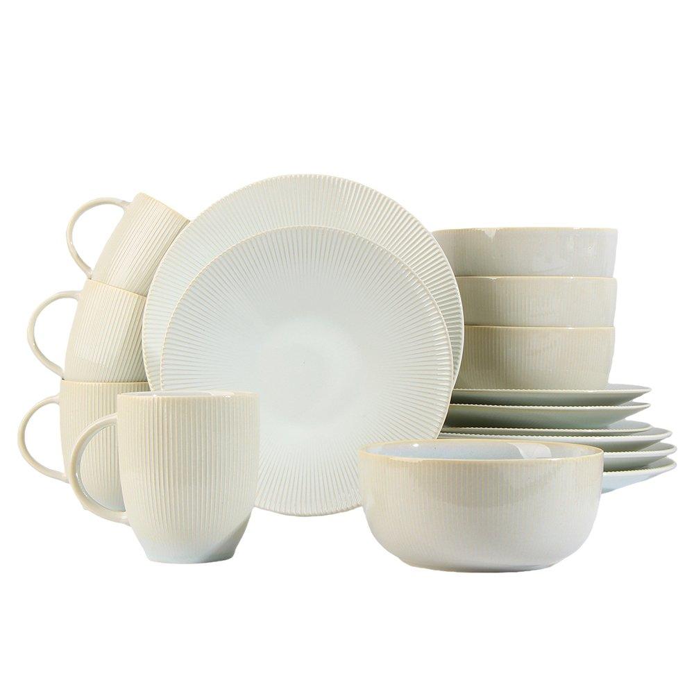 Waterside  16Pc Reactive Glaze Dinner Set Cream