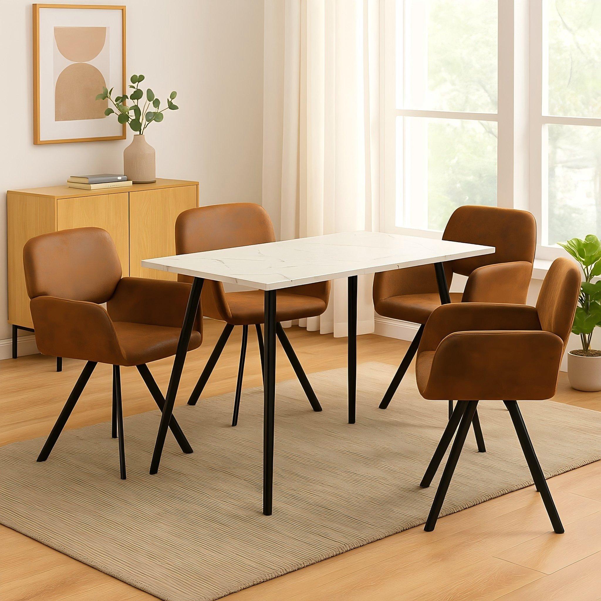 White - Urban Meuble - Elegant Dining Table Marble-Textured - 1