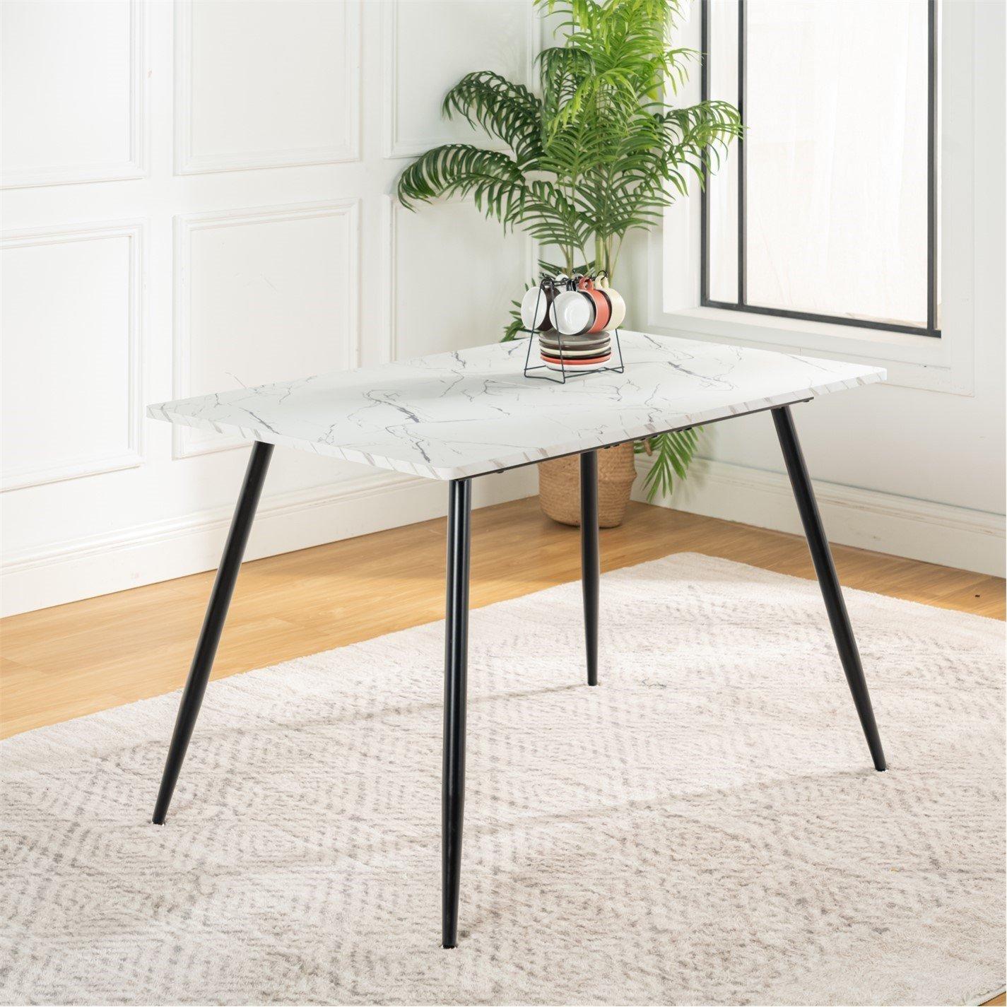 White - Urban Meuble - Elegant Dining Table Marble-Textured - 3