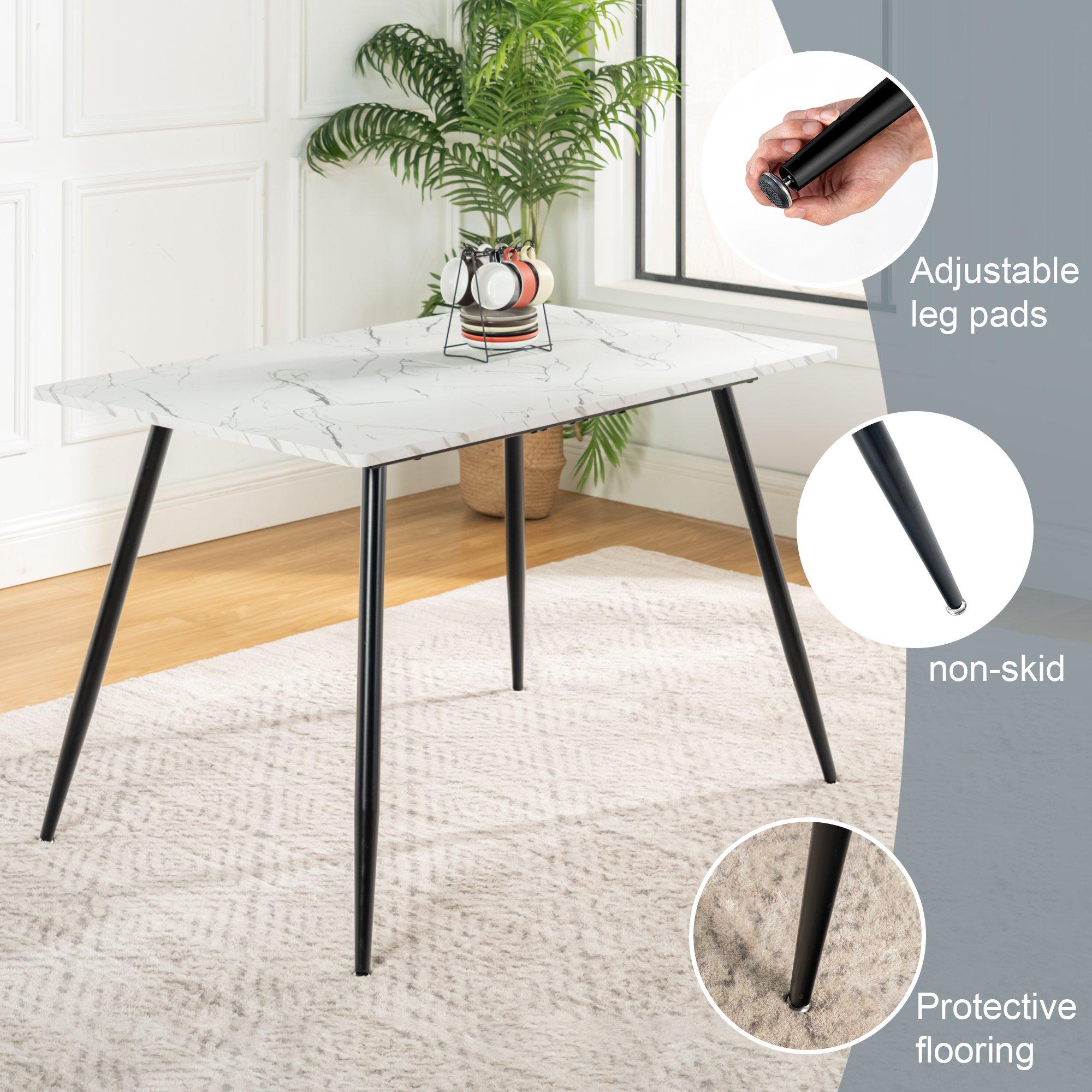 White - Urban Meuble - Elegant Dining Table Marble-Textured - 5