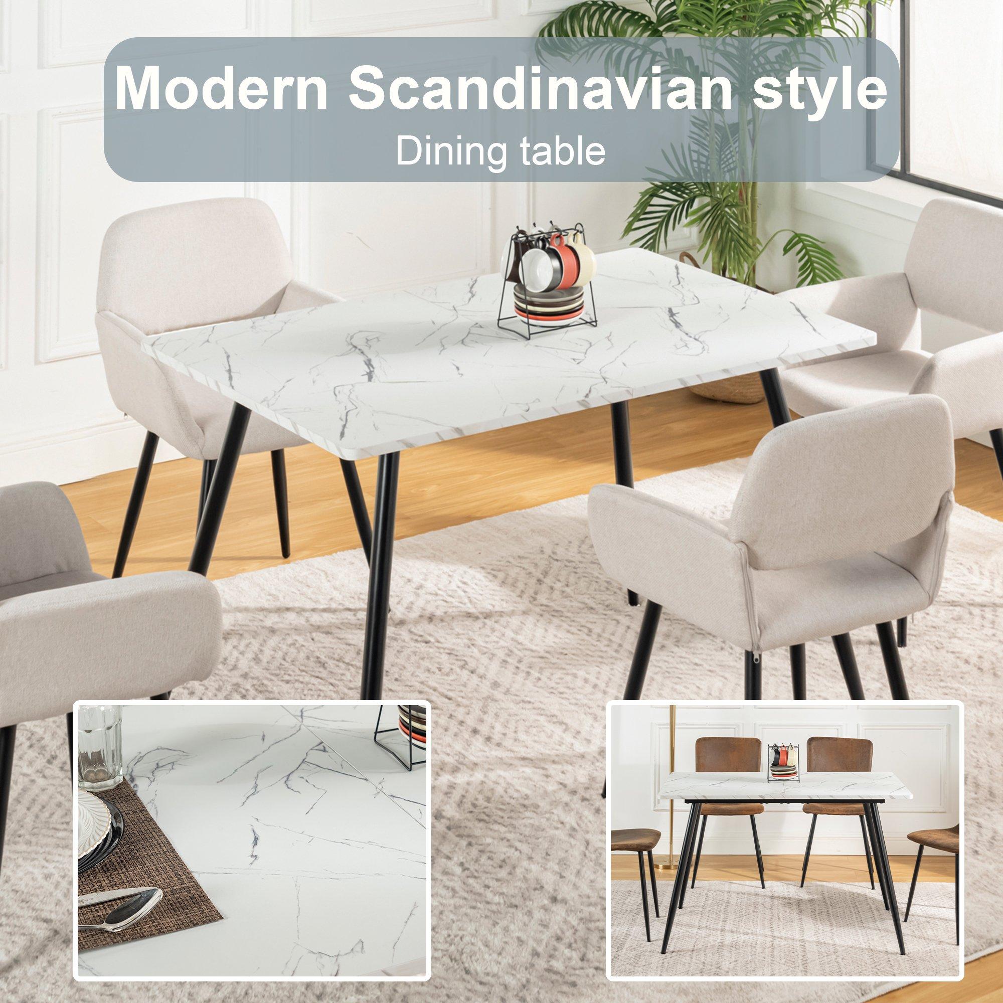 White - Urban Meuble - Elegant Dining Table Marble-Textured - 6