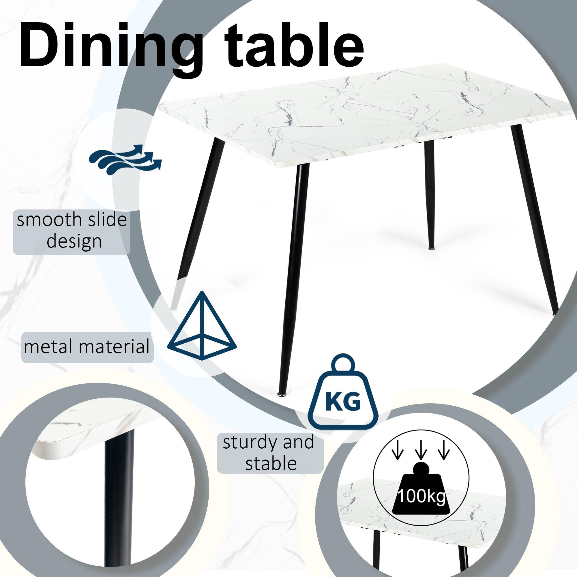 White - Urban Meuble - Elegant Dining Table Marble-Textured - 7
