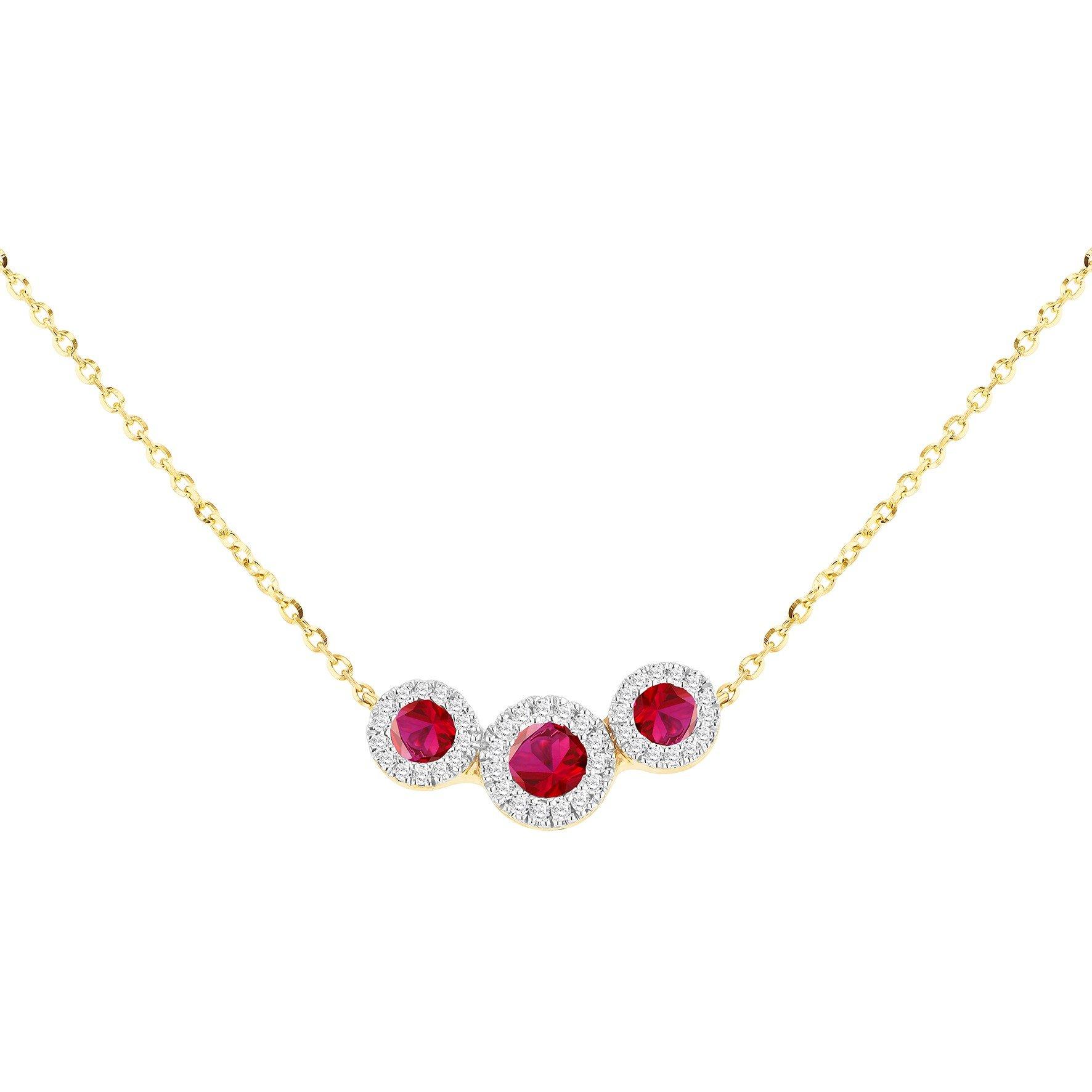 Yellow Gold - Be You - 9ct Gold Trinity Lab Rubies & Diamonds Necklace - 1