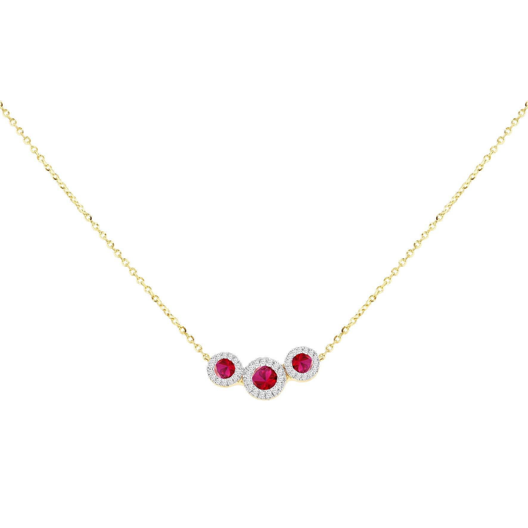 Yellow Gold - Be You - 9ct Gold Trinity Lab Rubies & Diamonds Necklace - 2