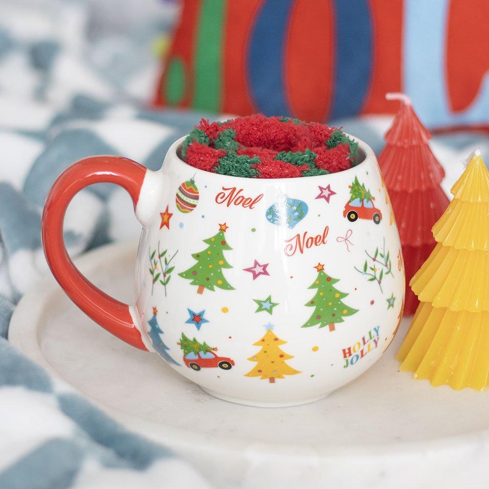 Something Different  Nostalgic Christmas Print Mug And Socks Set - 