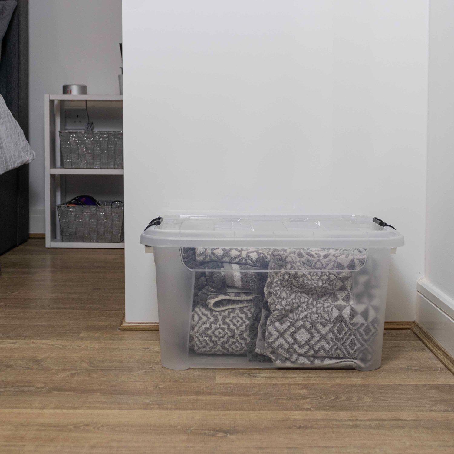 Clear - JVL - Clip Lid Plastic Storage Box 30L -S/3 - 4