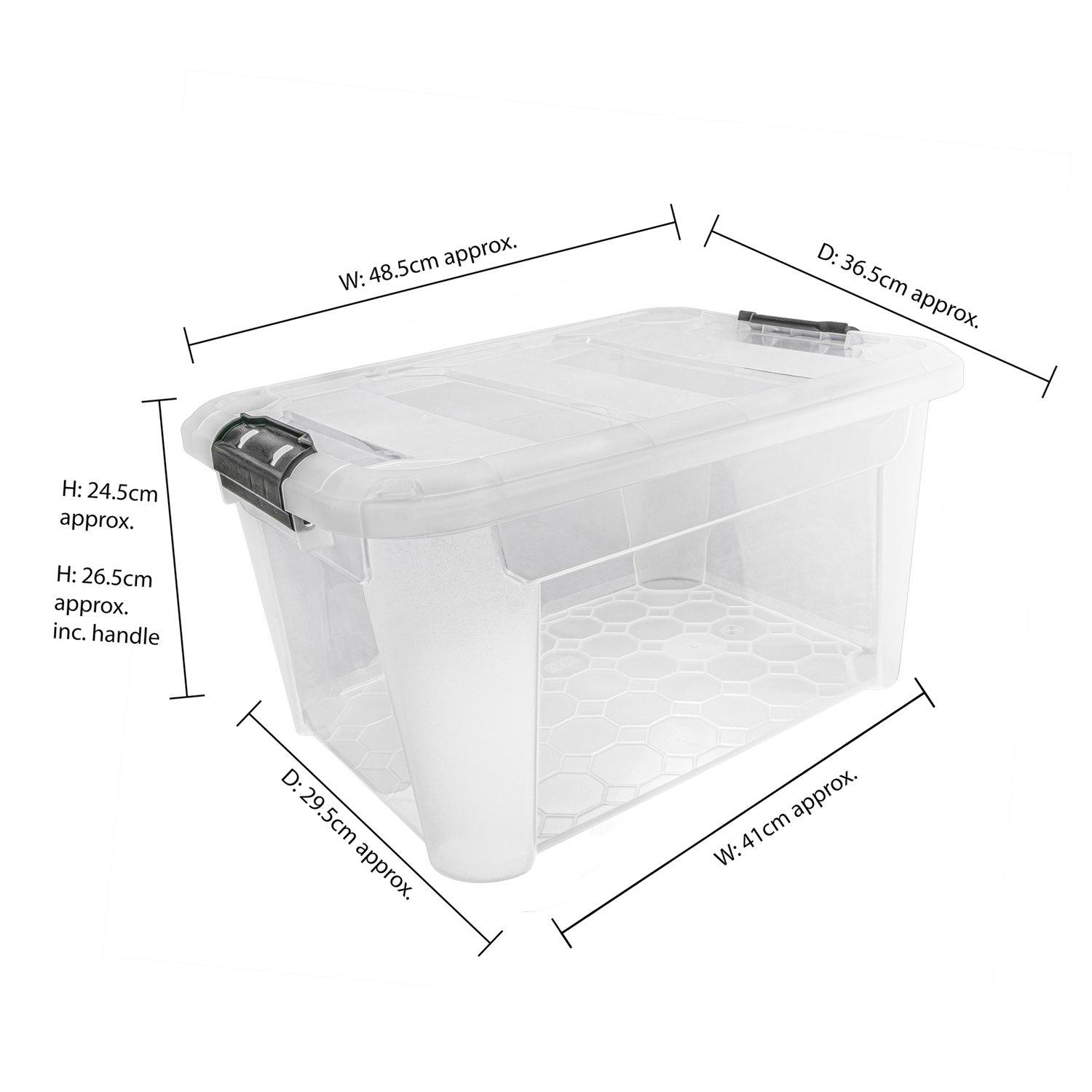 Clear - JVL - Clip Lid Plastic Storage Box 30L -S/3 - 7
