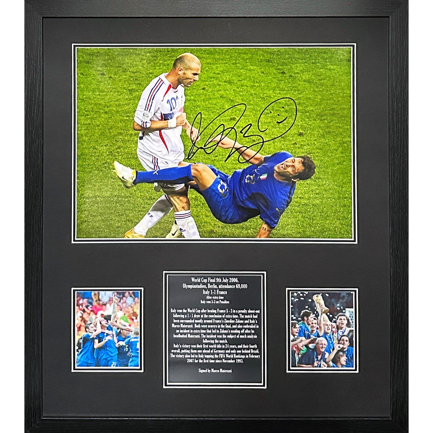 Blue - AllStarSignings Ltd - Marco Materazzi signed & framed Italy photograph - 1