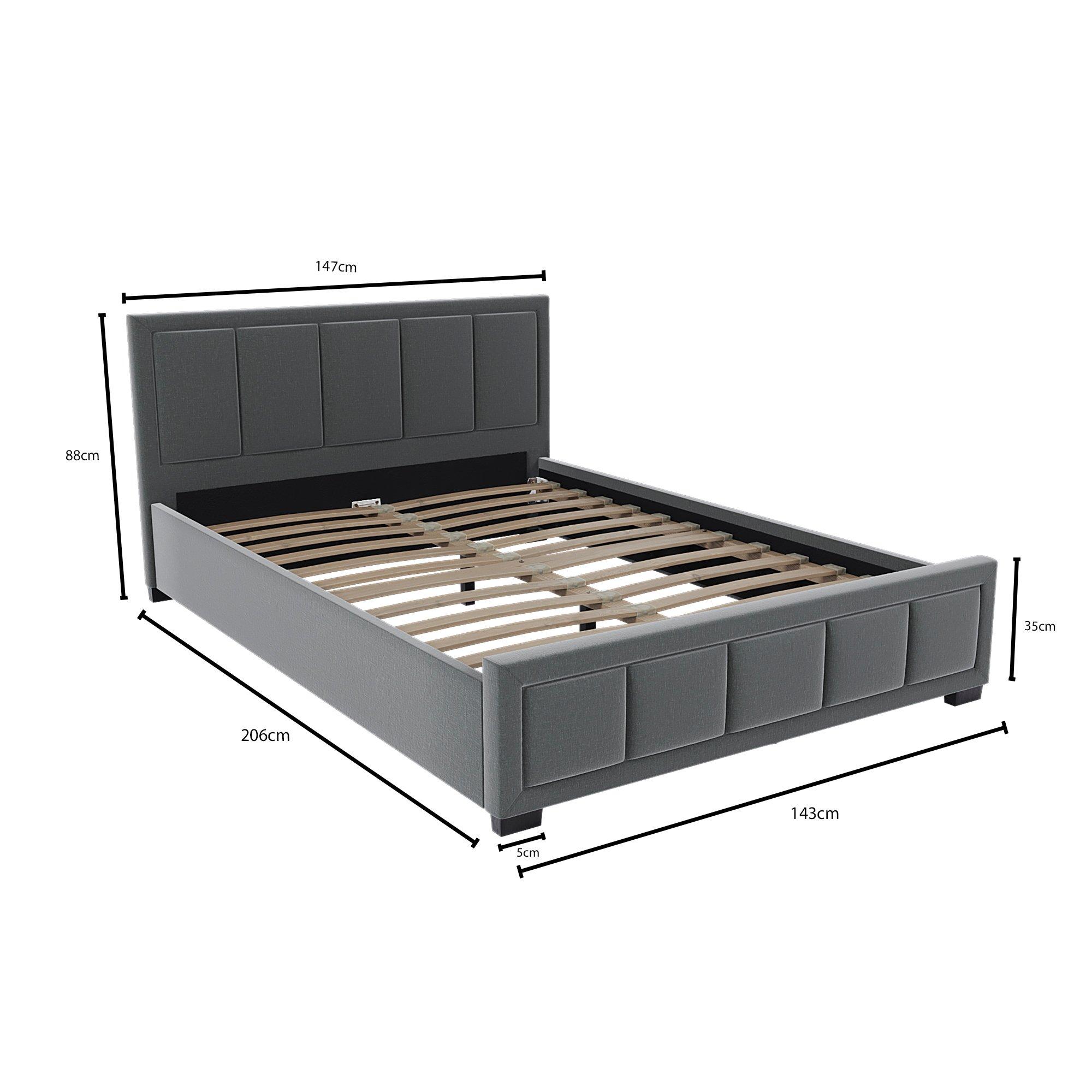 Light Grey - Lassic - Vanita Double Fabric Bed & Mattress Set - 2