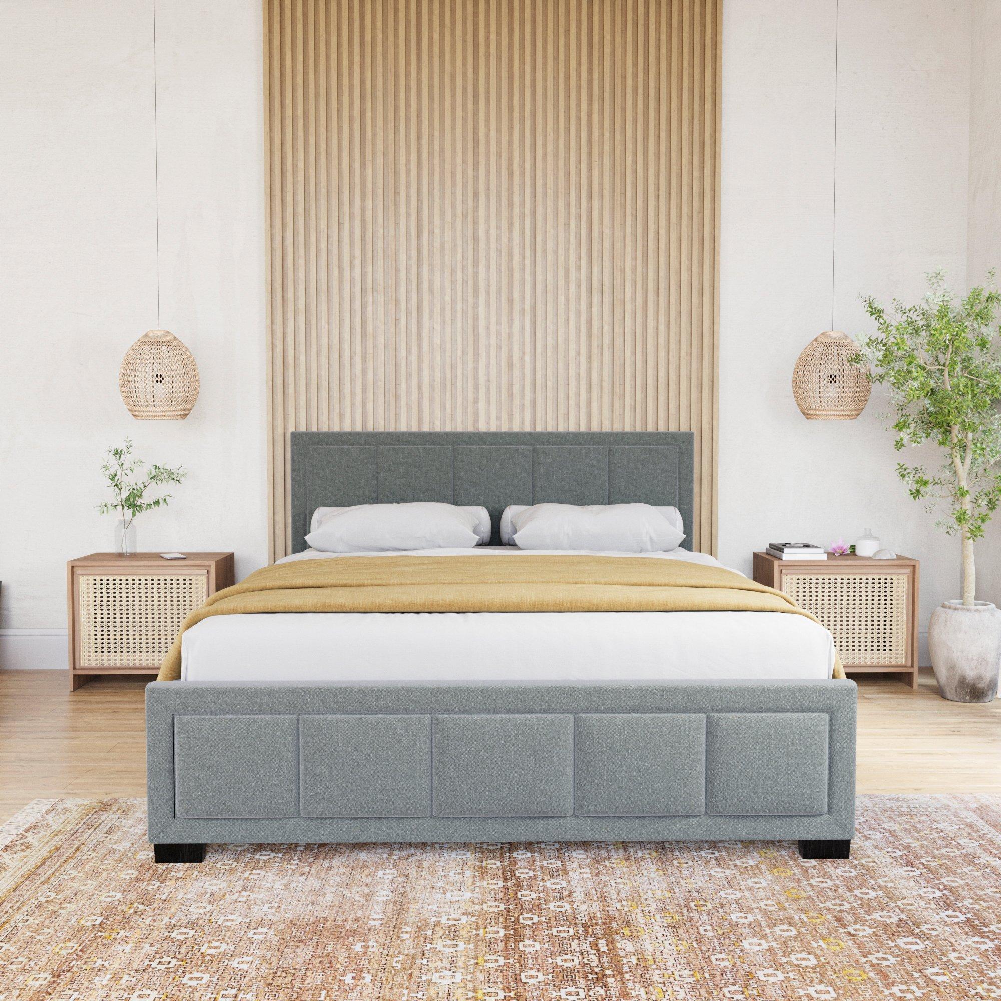 Light Grey - Lassic - Vanita Double Fabric Bed & Mattress Set - 3