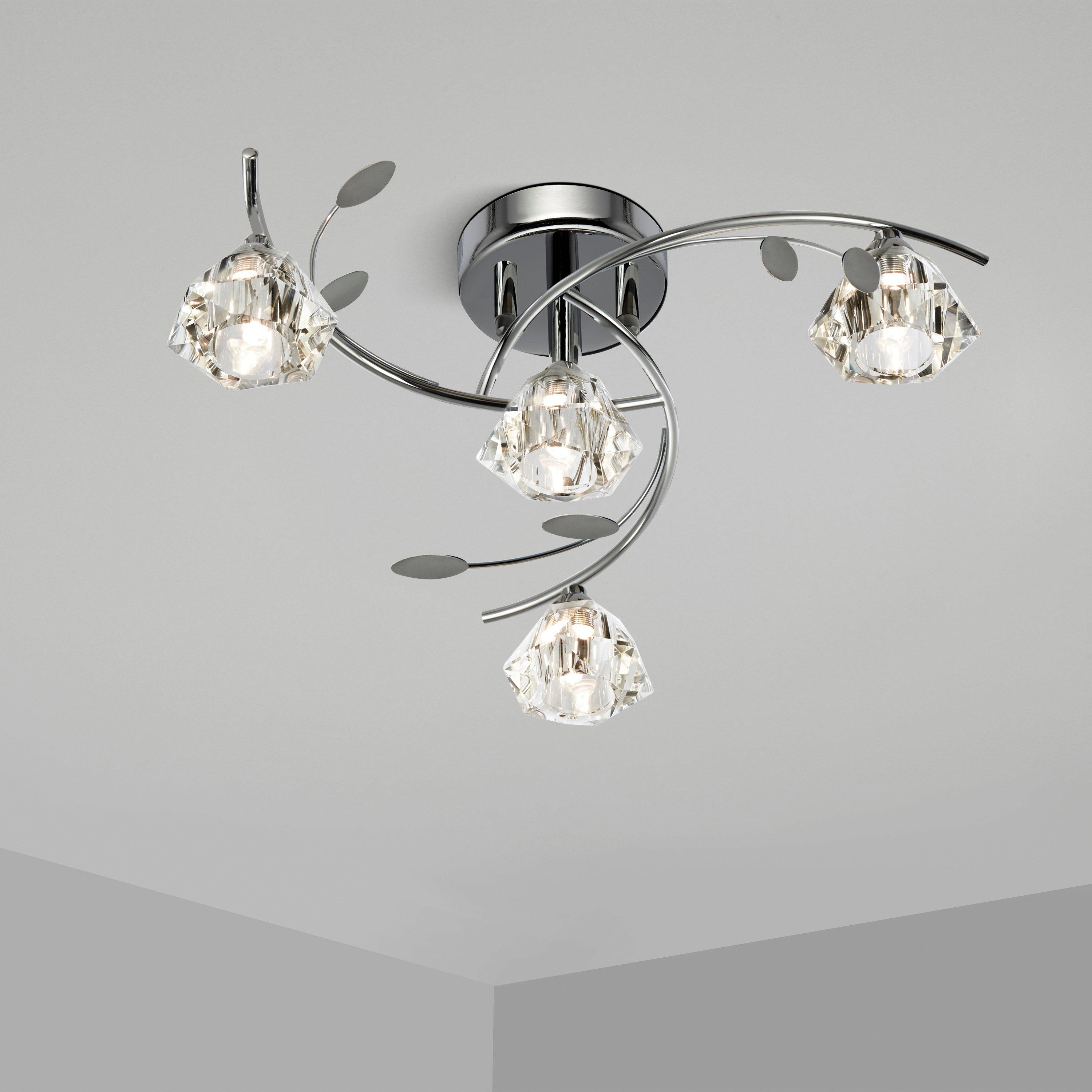 Lighting Collection  Aurelia 4Lt Semi-Flush - & Clear Glass Chrome