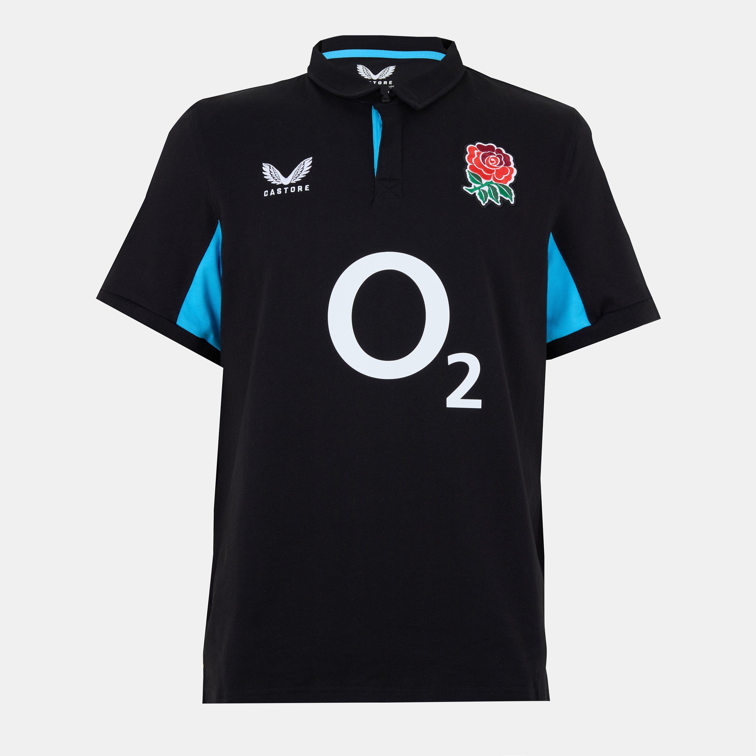 Castore Men's England Away Polo Shirt 2025 - Black/Blue - M