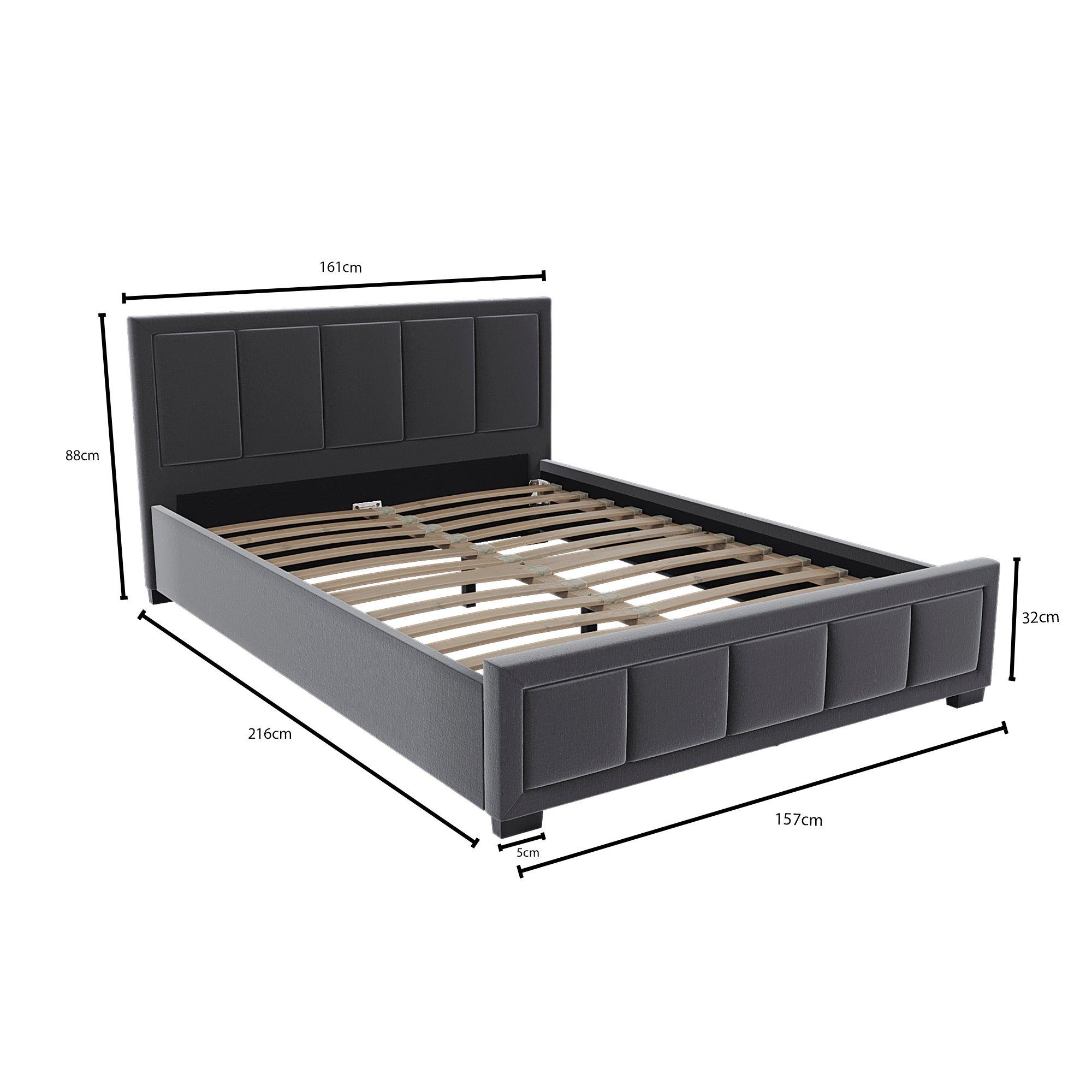 Dark Grey - Lassic - Vanita King Size Fabric Bed & Mattress Set - 2