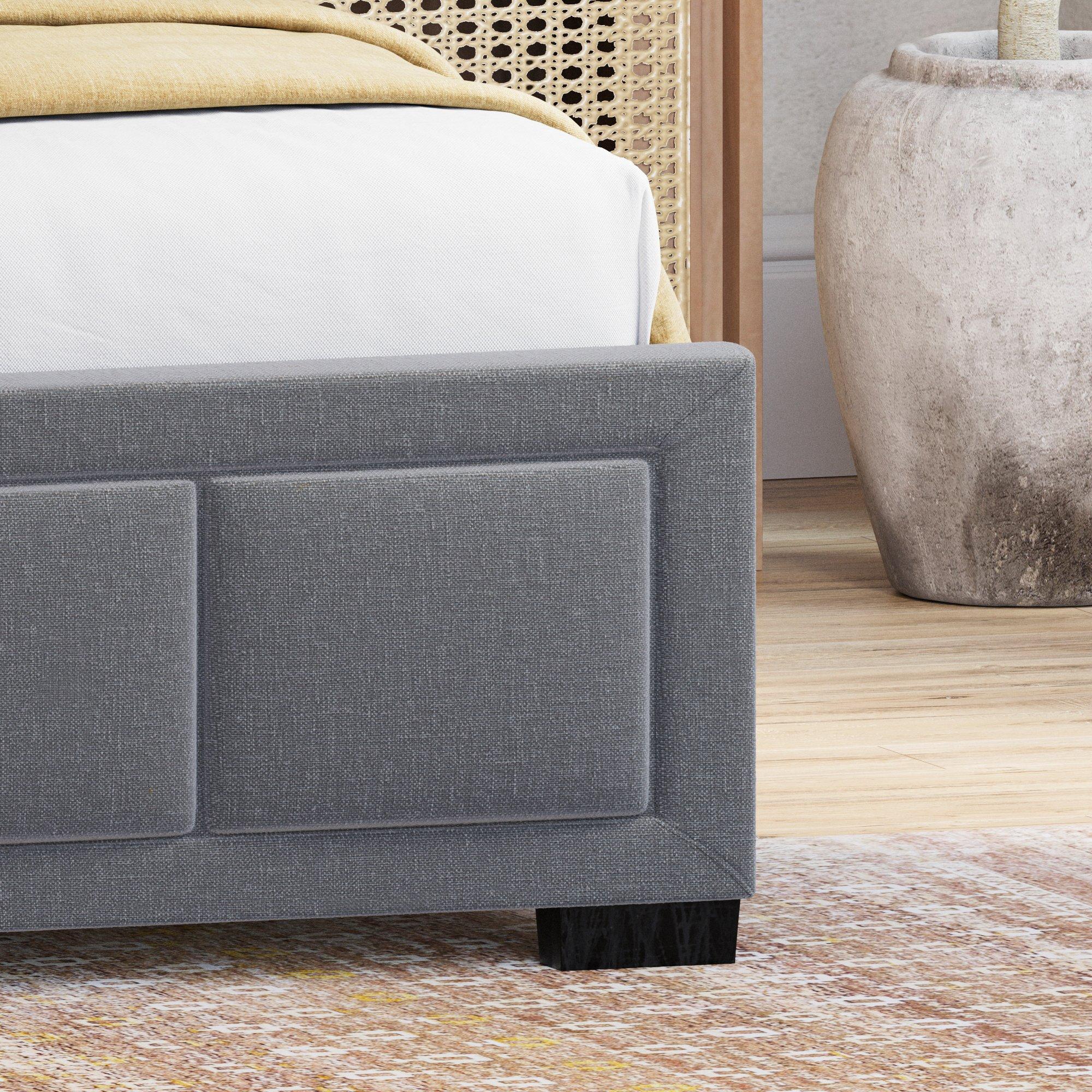 Dark Grey - Lassic - Vanita King Size Fabric Bed & Mattress Set - 5