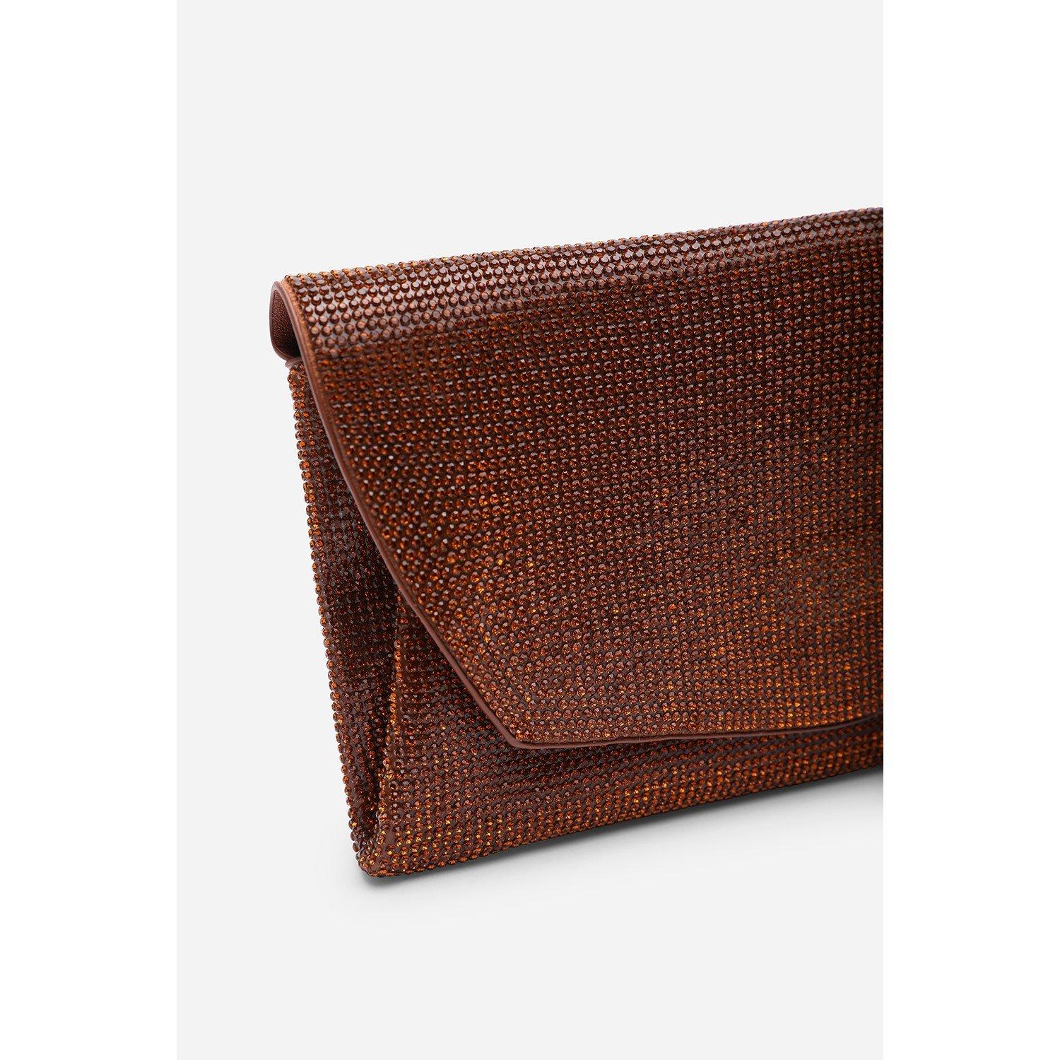 Dark Brown - Wheres That From - Latte Shimmering Textured Envelope Crossbody Bag w - 4