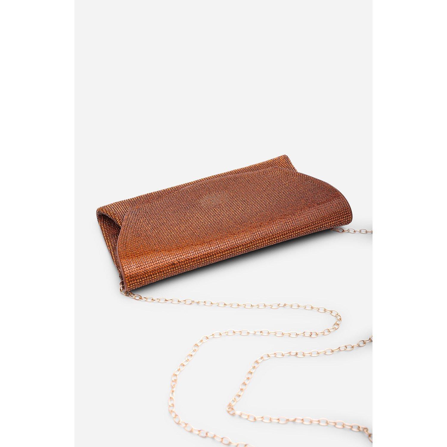 Dark Brown - Wheres That From - Latte Shimmering Textured Envelope Crossbody Bag w - 6