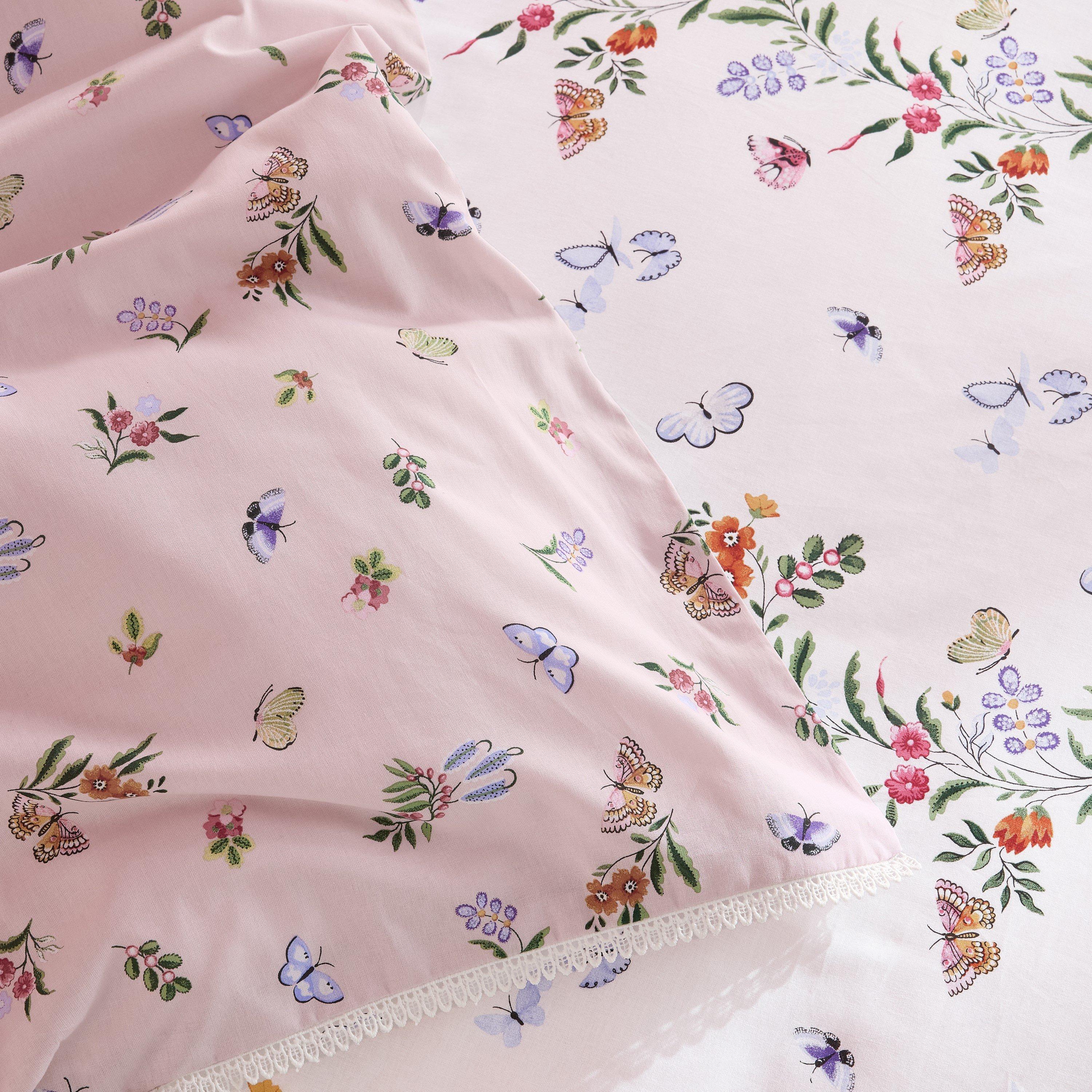 Pink - Cath Kidston - Flutter Floral Reversible Cotton Duvet Cover Set - 5