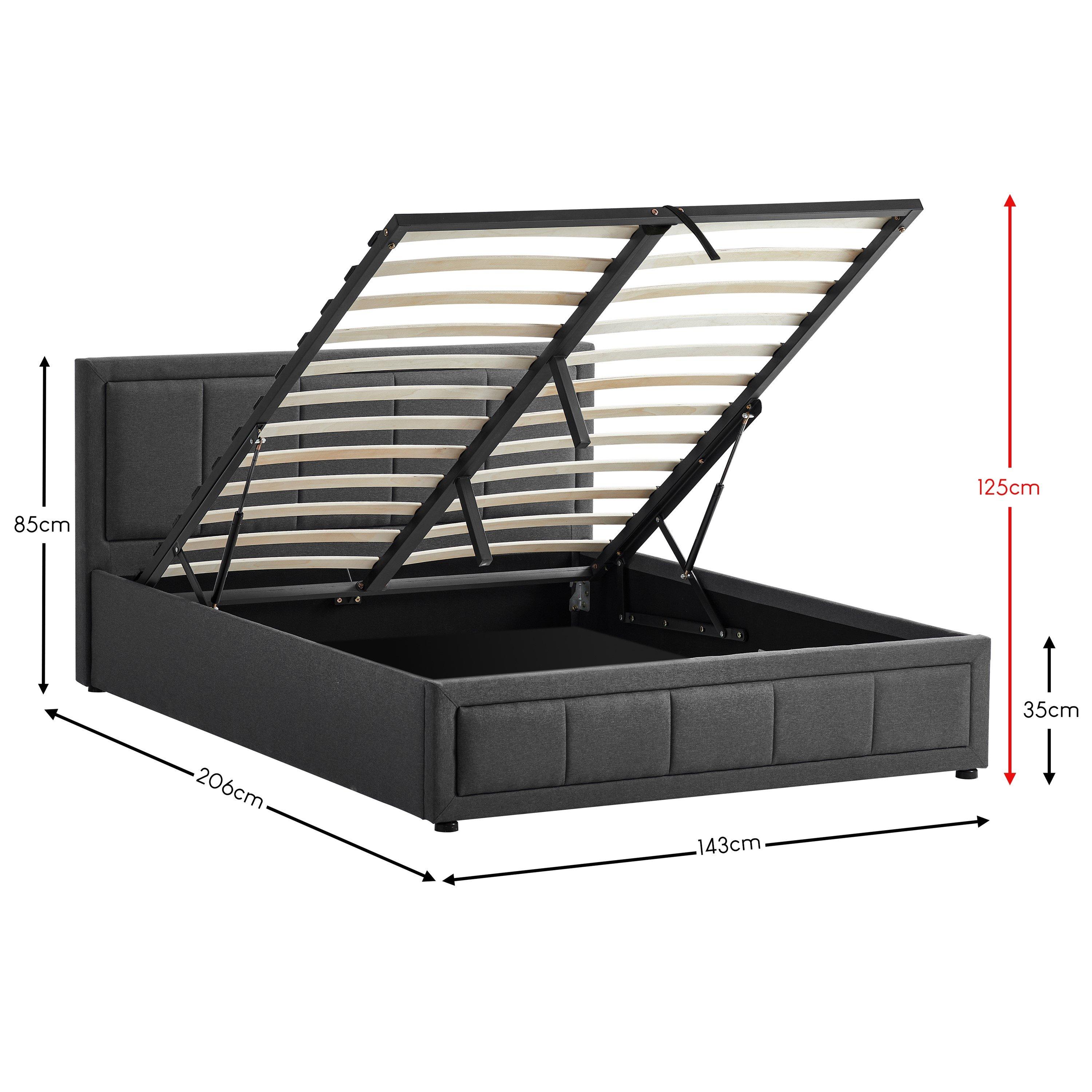 Dark Grey - Lassic - Vanita Double Ottoman Fabric Bed & Mattress Set - 2