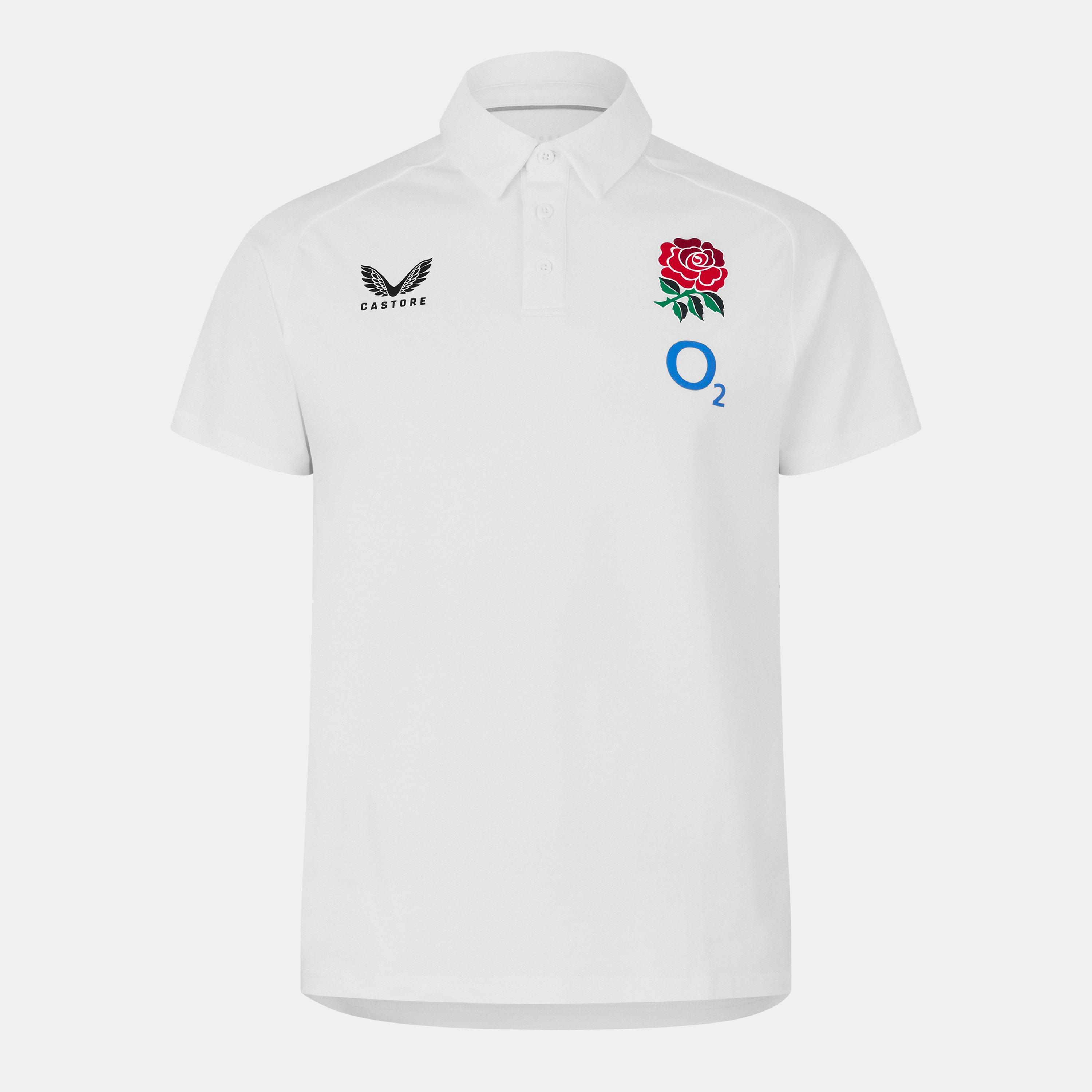 Castore Men's England Rugby Polo Shirt 2025 - White - 2XL