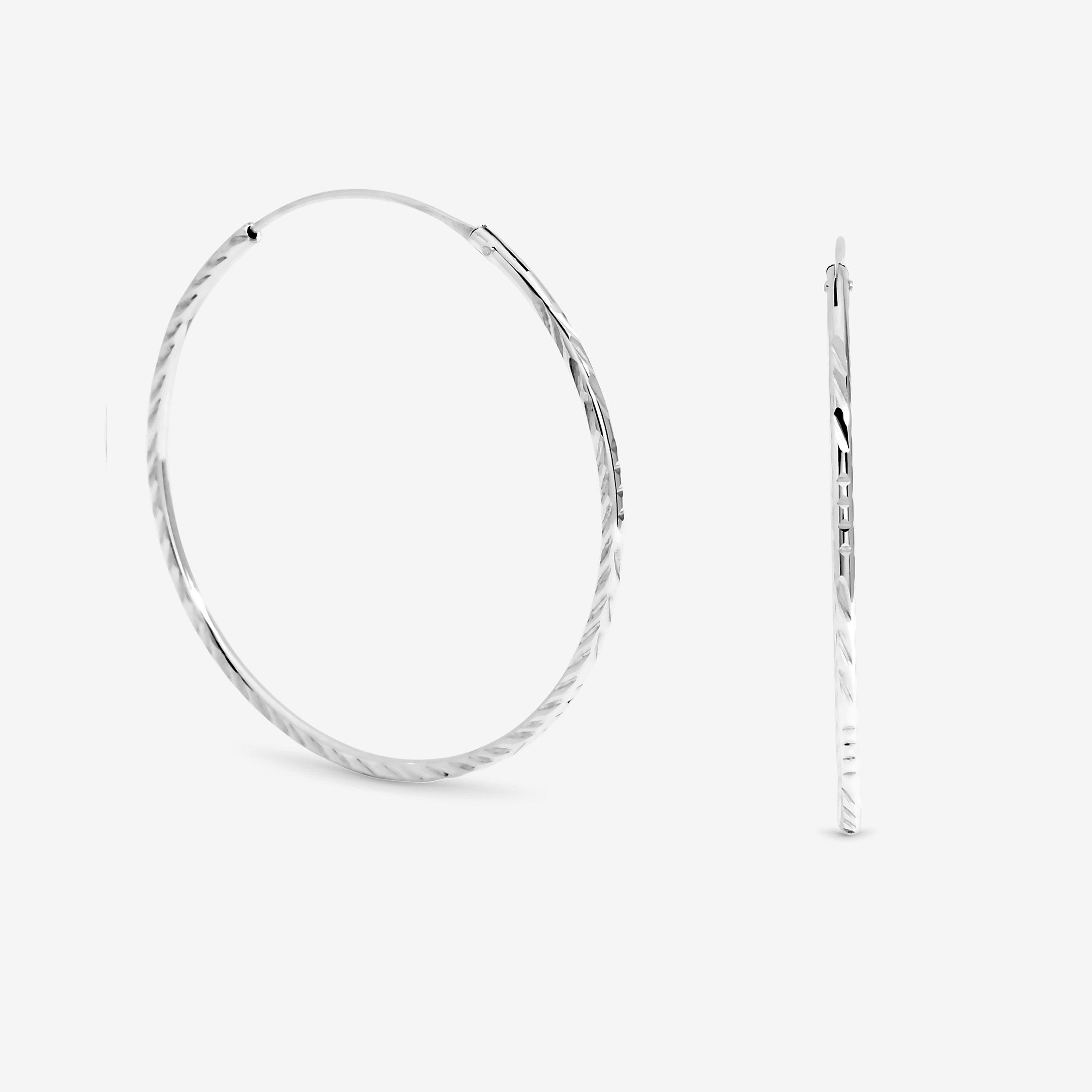 Silver - Simply Silver - Sterling Silver 925 Diamond Cut Sleeper Hoops