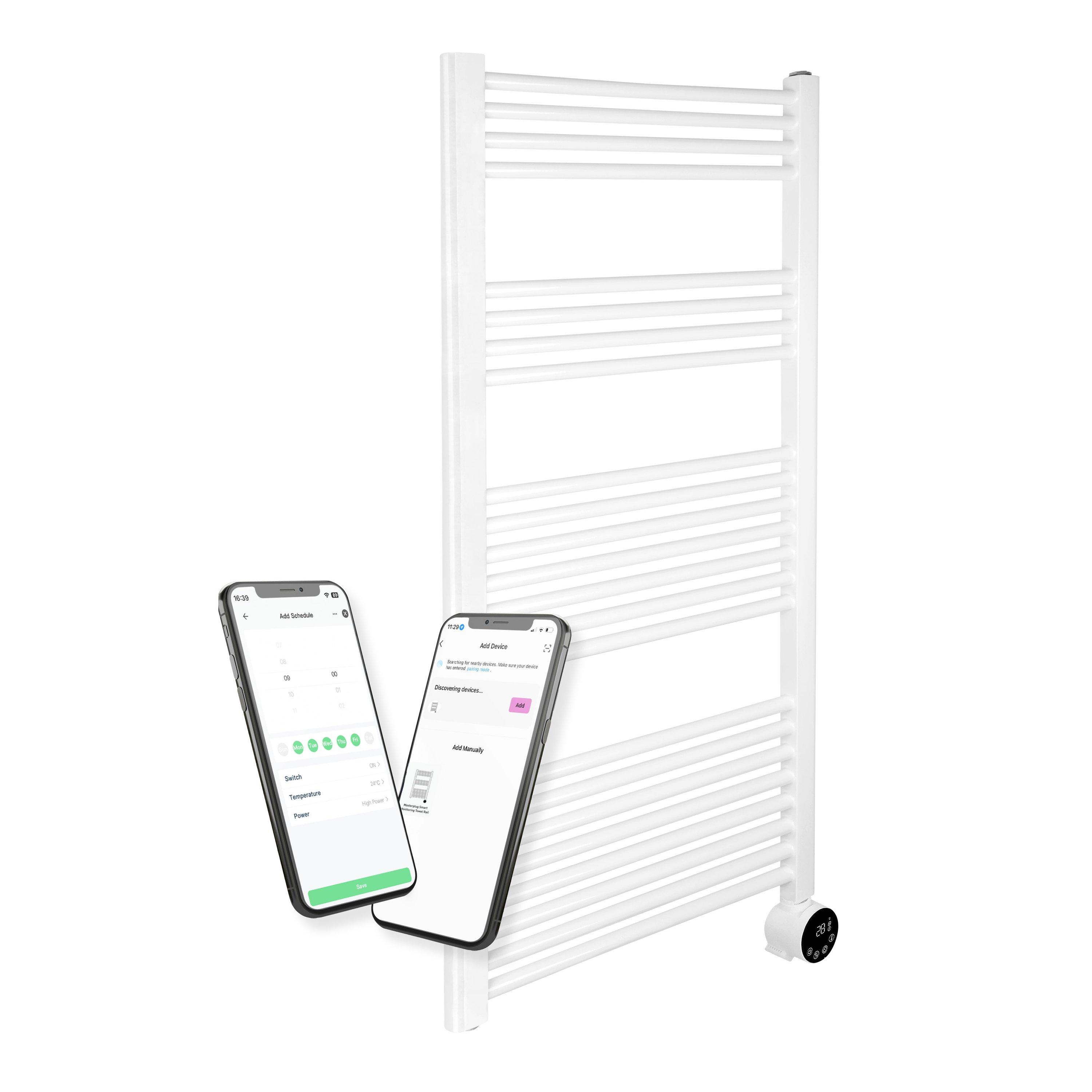 White - Masterplug - Masterplug SmartEnergy Monitoring Towel Rail 1000W - 1