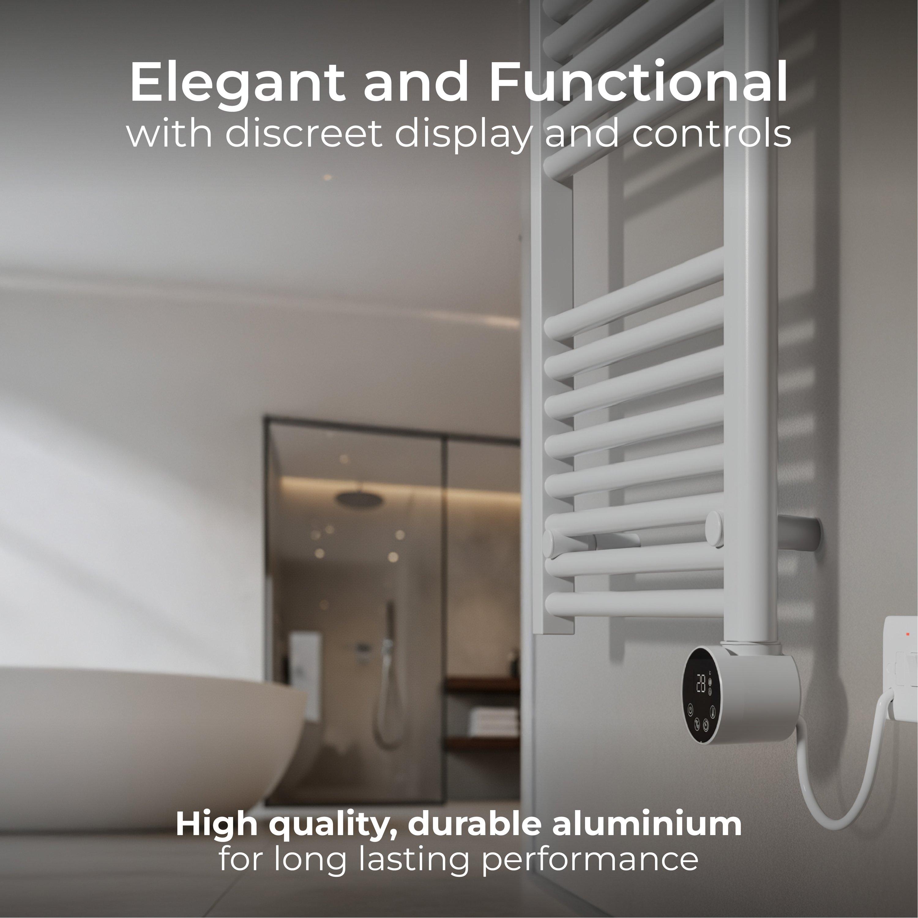 White - Masterplug - Masterplug SmartEnergy Monitoring Towel Rail 1000W - 4