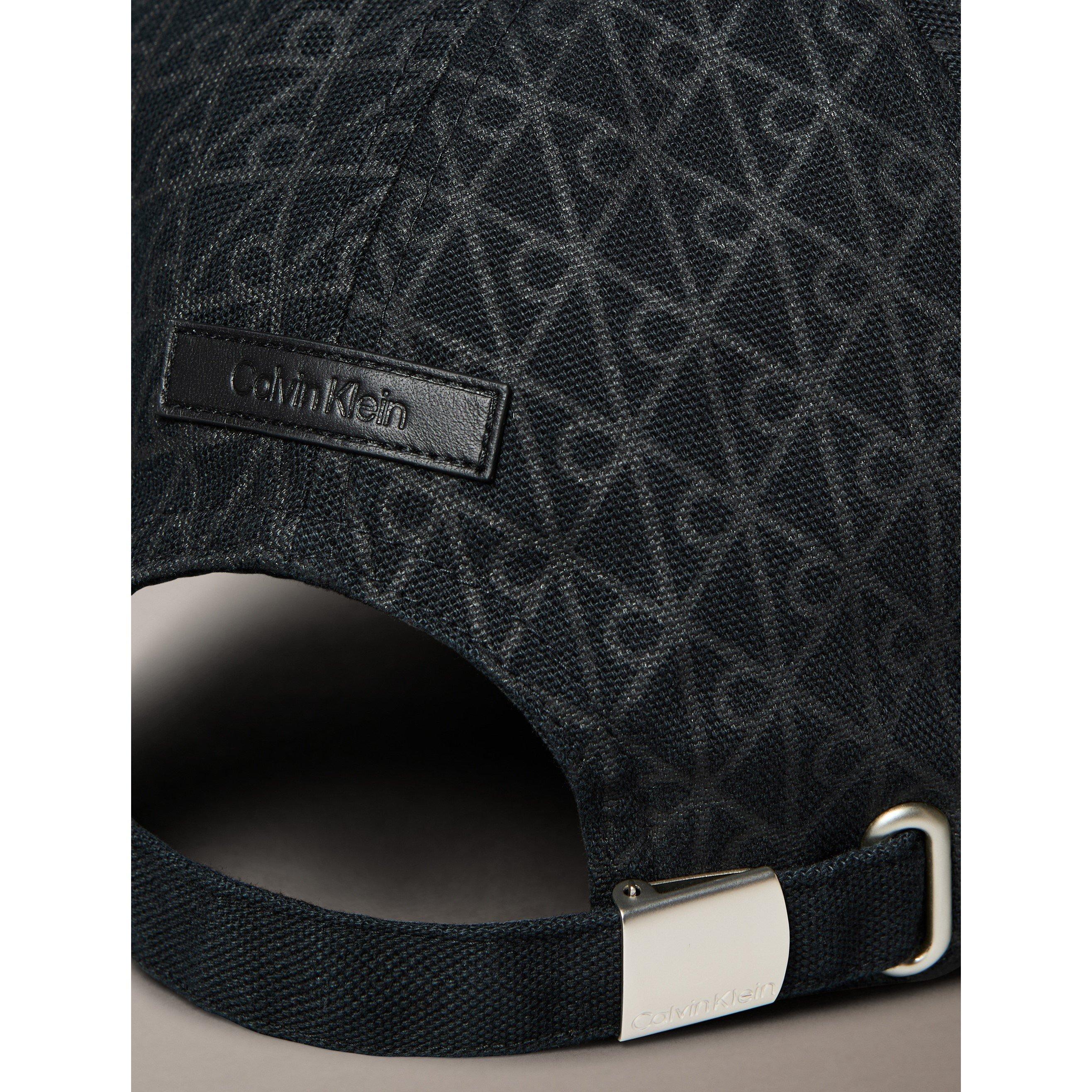 Charcoal AOP - Calvin Klein - Men's Emblem Print Leather Patch Baseball Cap - 4