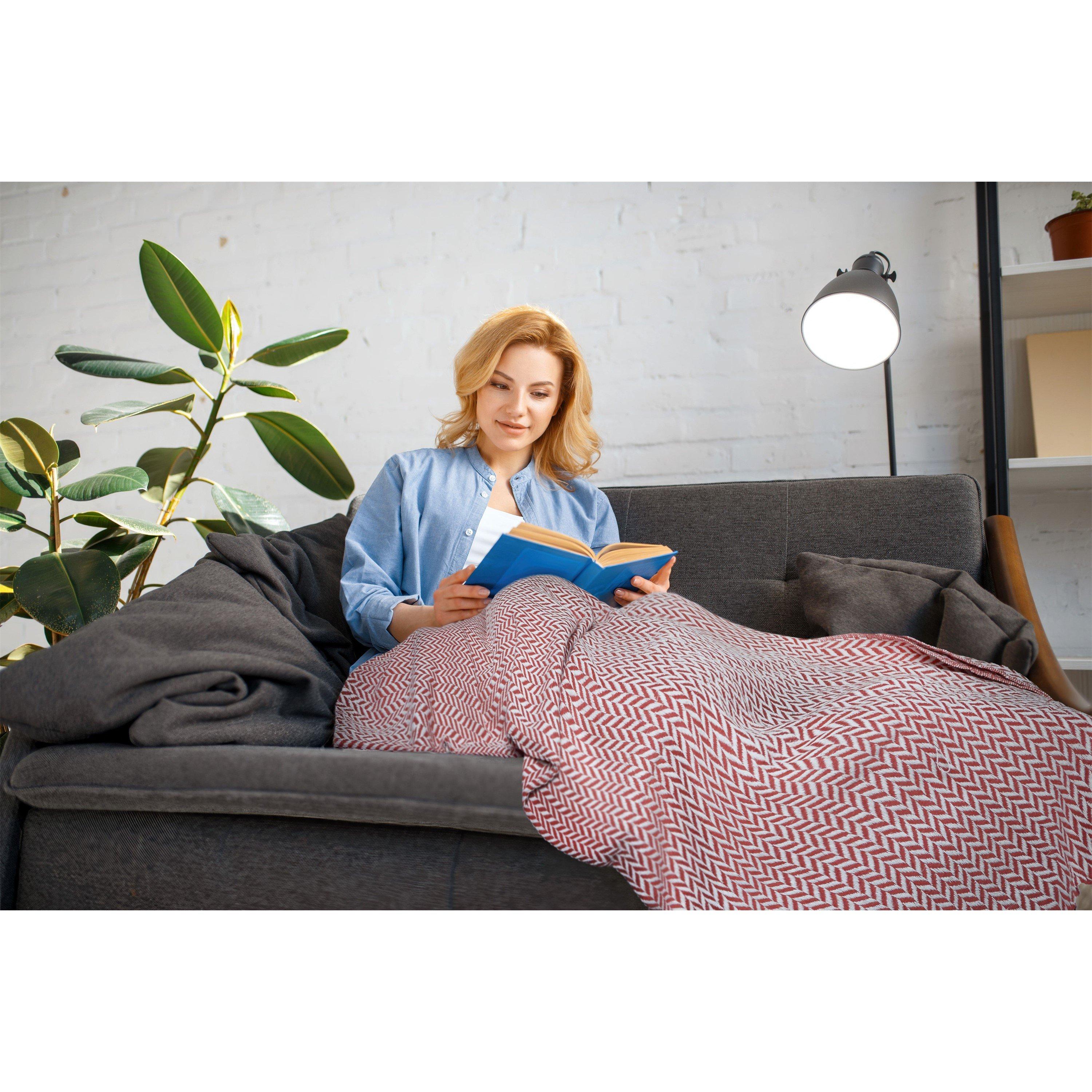 Burnt Orange - Emma Barclay - Cherokee - Recycled Cotton Throw Blanket - 5