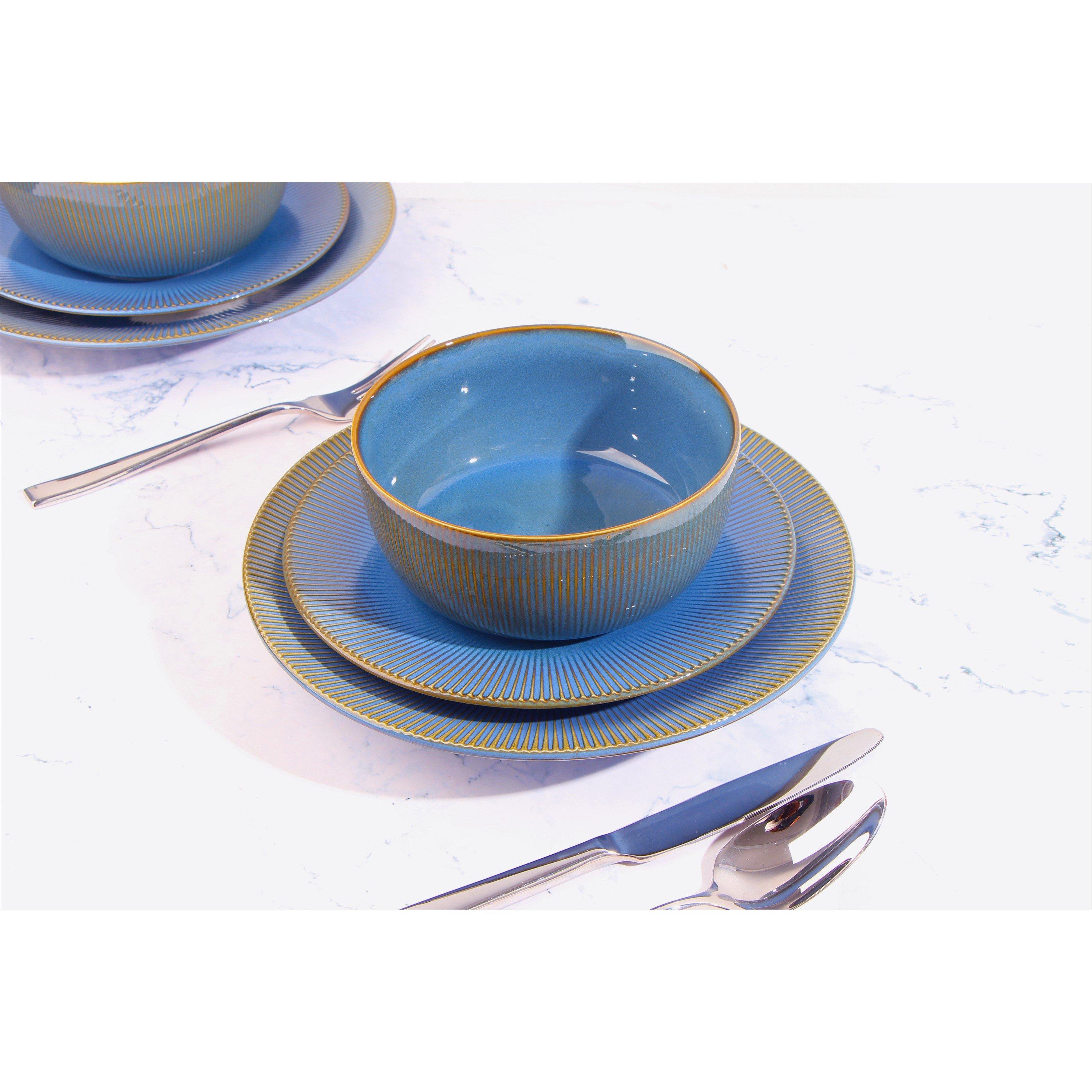 Blue - Waterside - 16pc Reactive Glaze Blue Dinner Set - 2