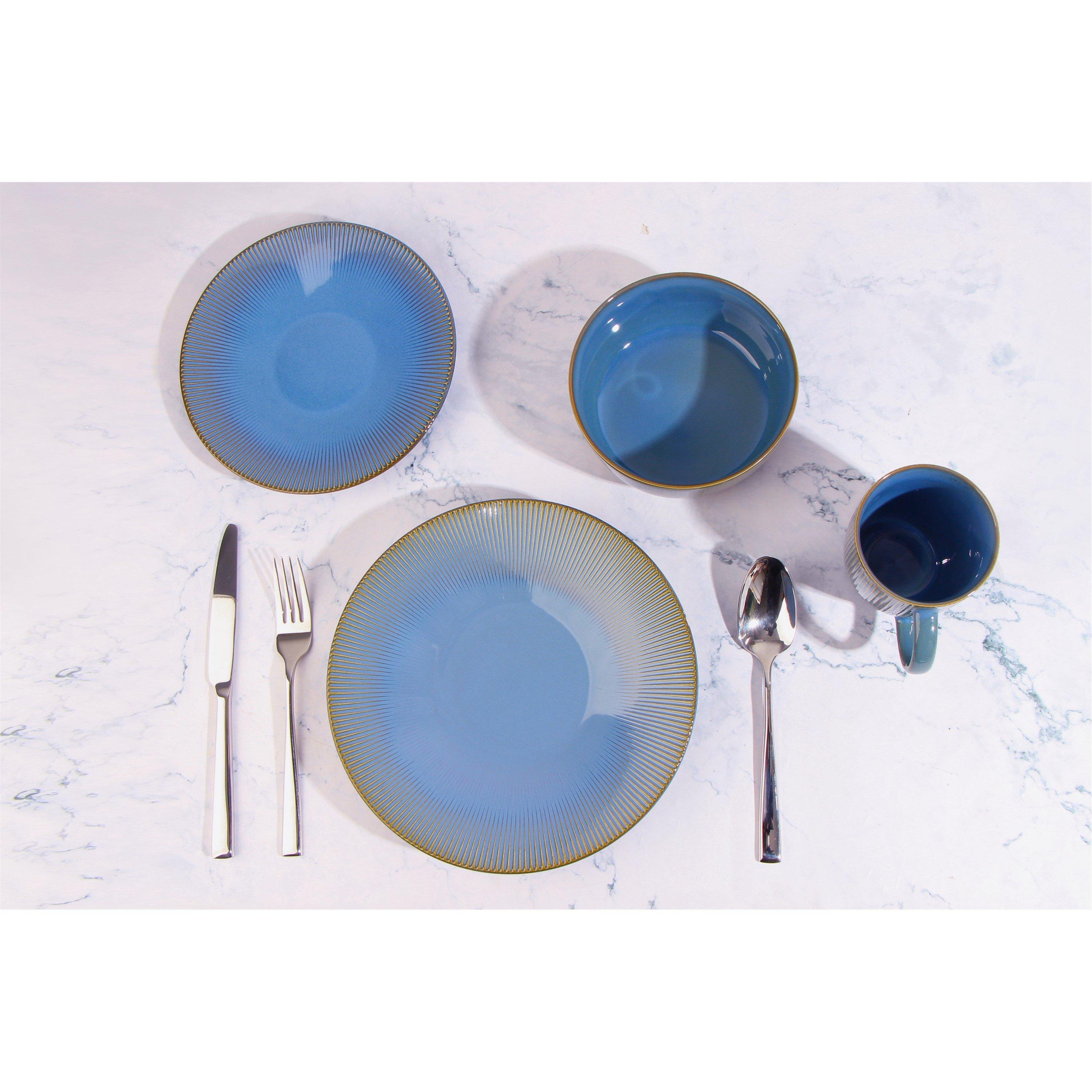 Blue - Waterside - 16pc Reactive Glaze Blue Dinner Set - 3