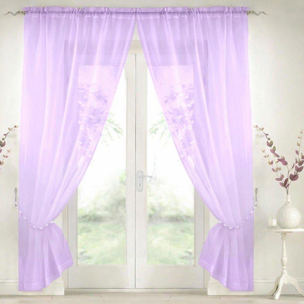 Lavender - Alan Symonds - Plain Slot Top Voile Pairs With Decorative Tie Bac - 1