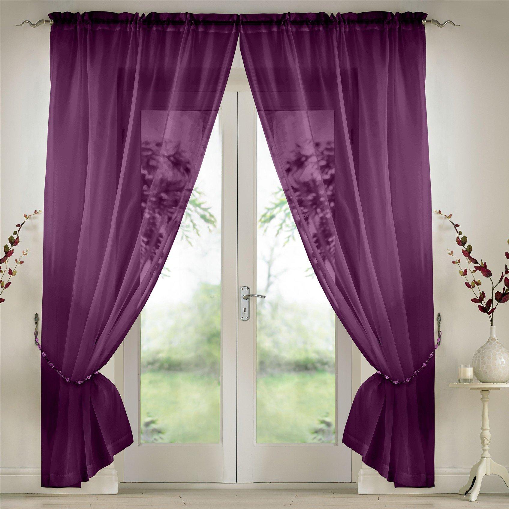 Plain Slot Top Voile Pairs With Decorative Tie Bac