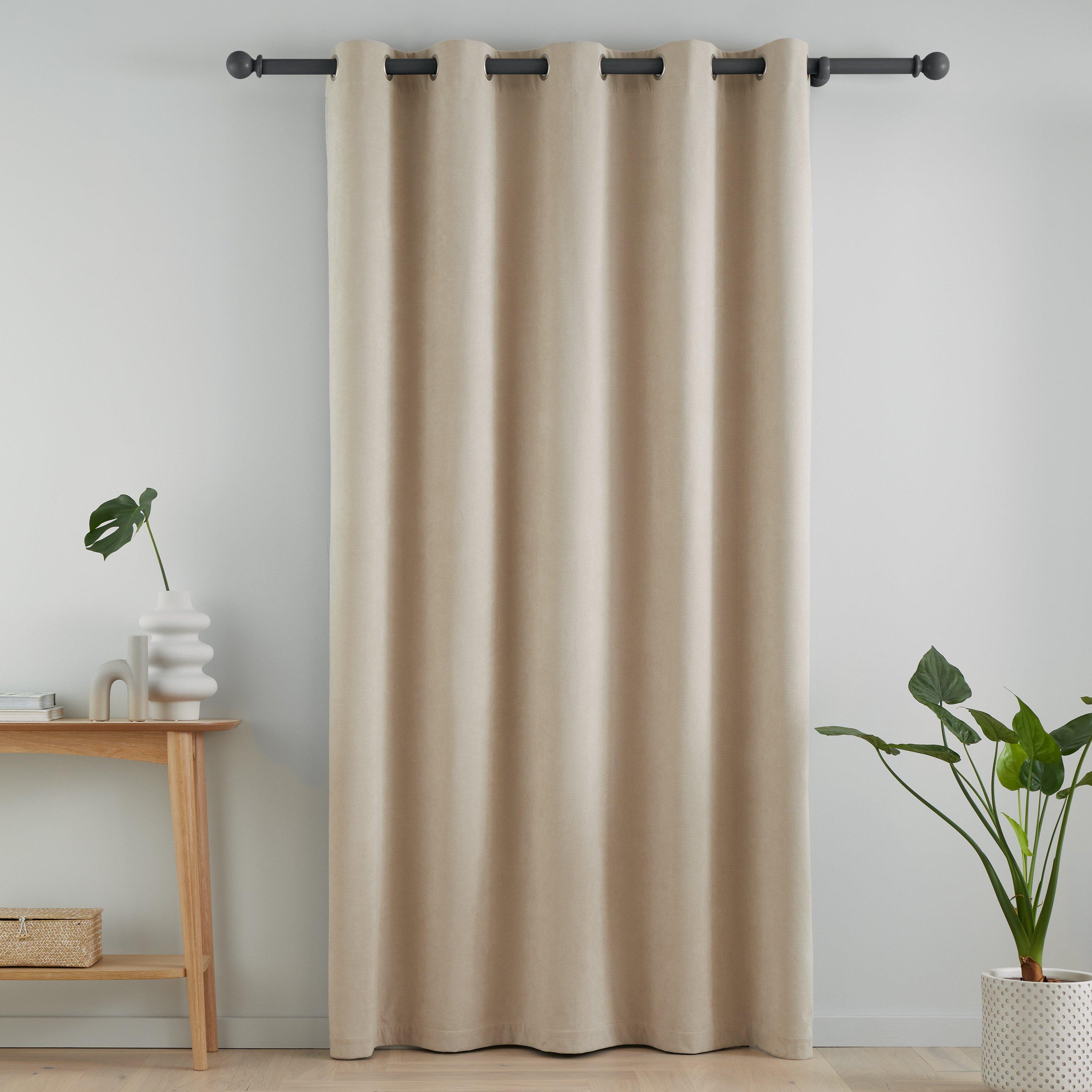 Natural - Catherine Lansfield - Wilson Velvet Blackout Thermal Eyelet Door Panel - 2